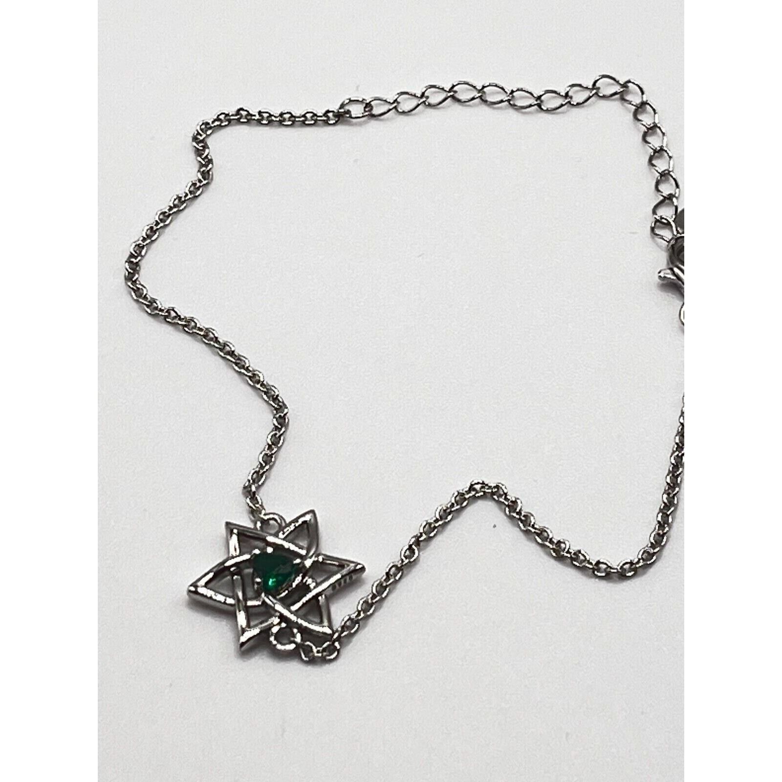 The Unbranded Brand Sterling Star of David Bracelet w Round Simulated Emerald 8" Size ONE SIZE - 3 Thumbnail