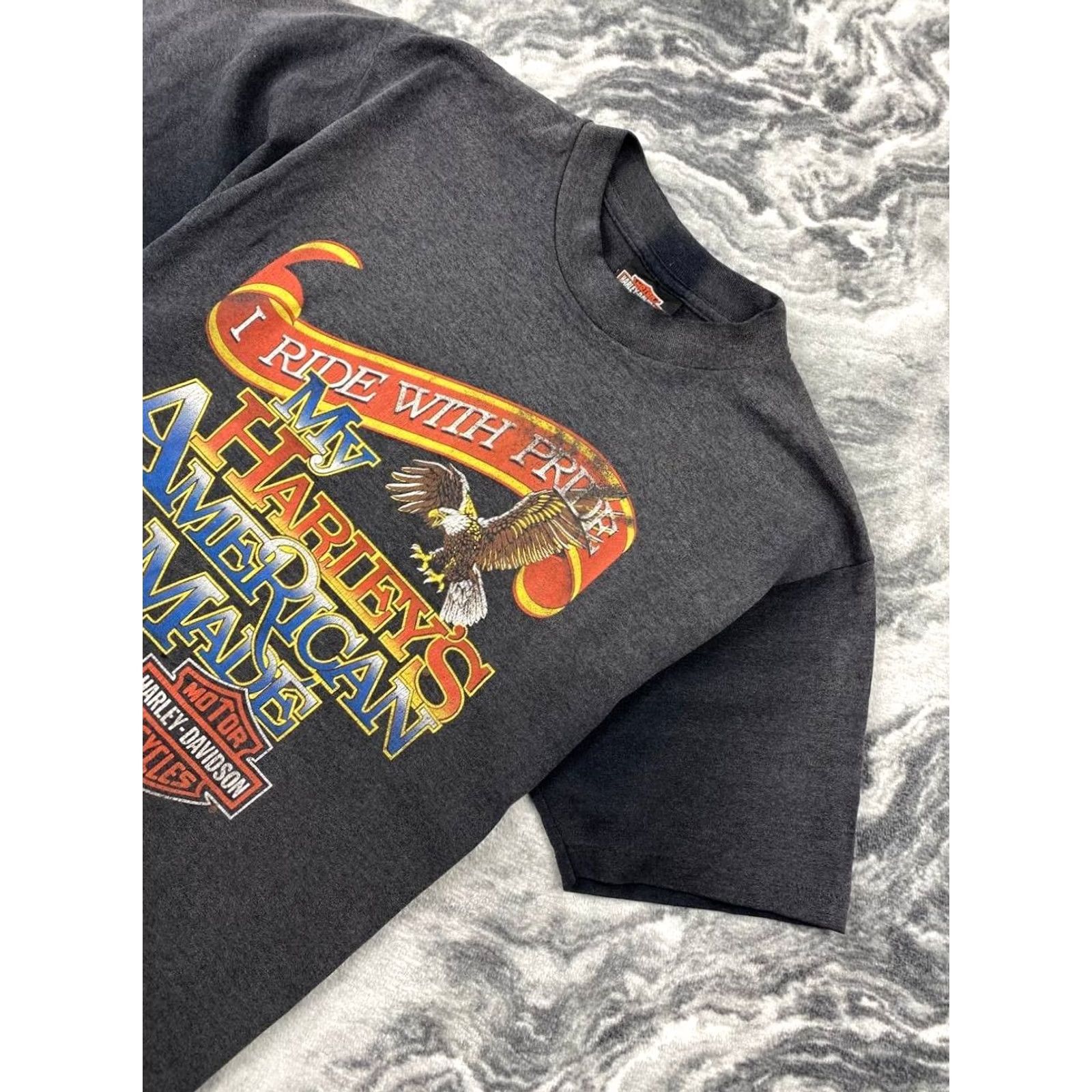 Harley Davidson VINTAGE Harley-Davidson I Ride With Pride T-Shirt Men L 1991 Black Size US L / EU 52-54 / 3 - 3 Thumbnail