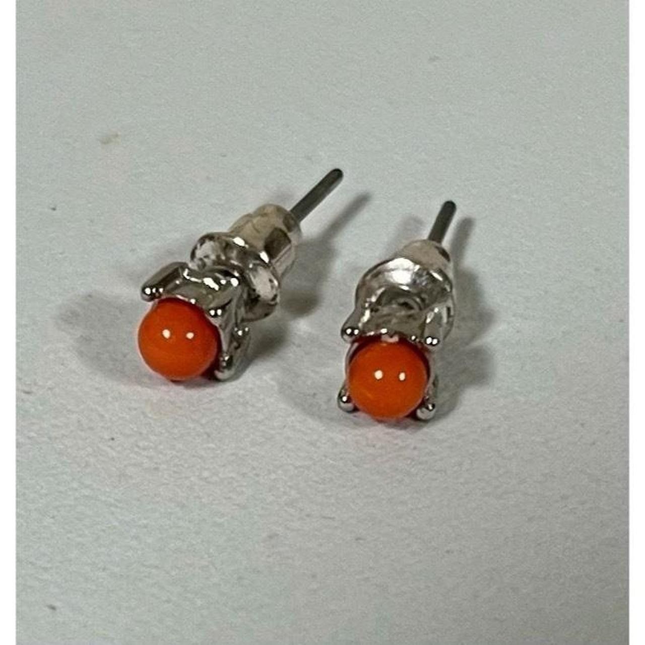 Jewelry × Vintage Silver Orange Crystal Gemstone Studs Pair Earrings Jewelry 🍊 Size ONE SIZE - 3 Thumbnail
