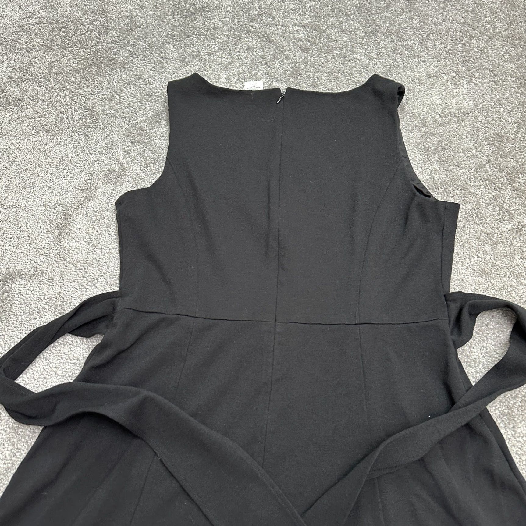 Vintage Kate Hill Dress Womens 14 Black Square Neck Sleeveless Belted A-Line Knee Length Size XL / US 12-14 / IT 48-50 - 4 Thumbnail