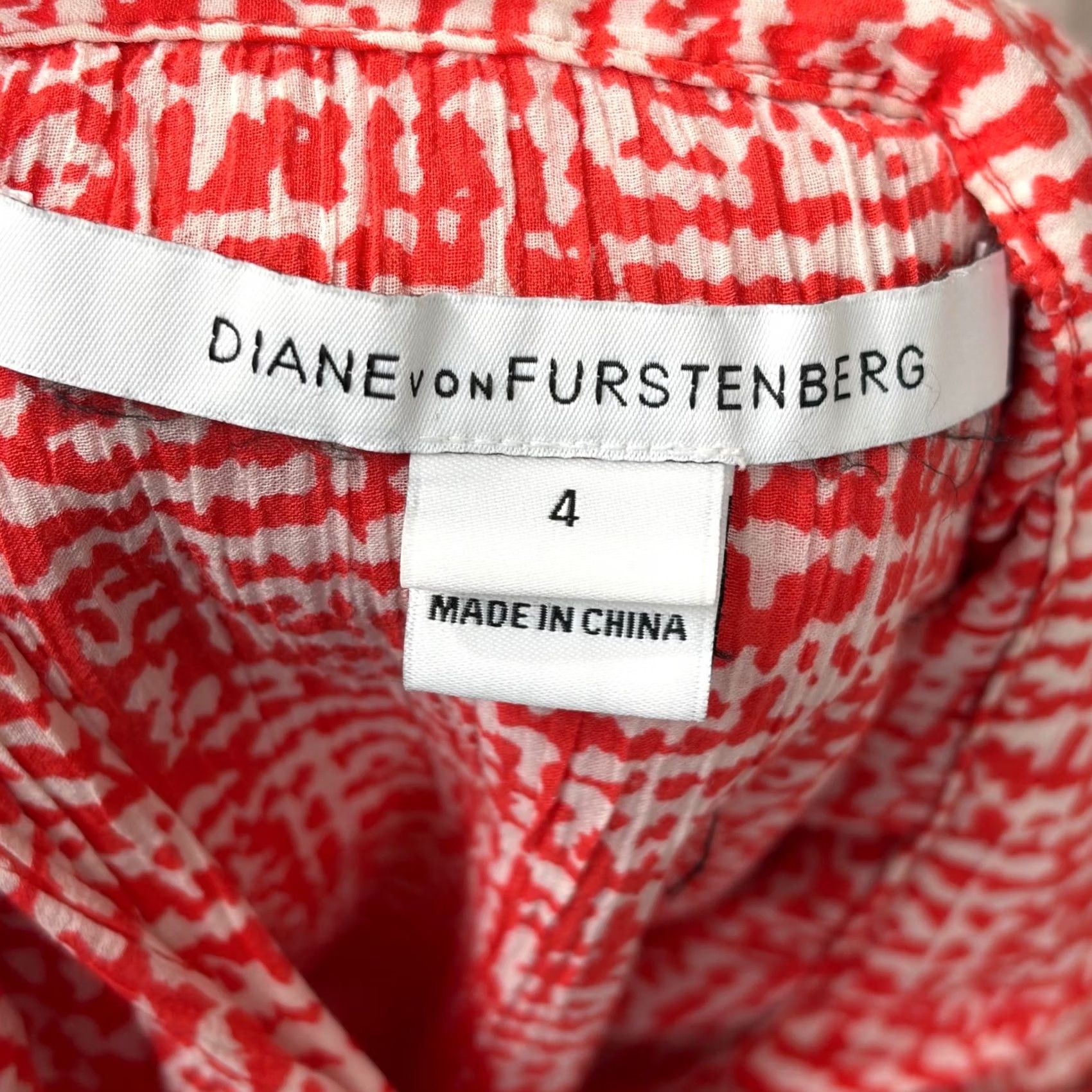 Diane von Furstenberg Diane von Furstenberg Queenie Wrap Dress Red White Tiered Ruffle Spaghetti Strap V-Neck Tie Short Dress Womens 4 Size S / US 4 / IT 40 - 6 Thumbnail