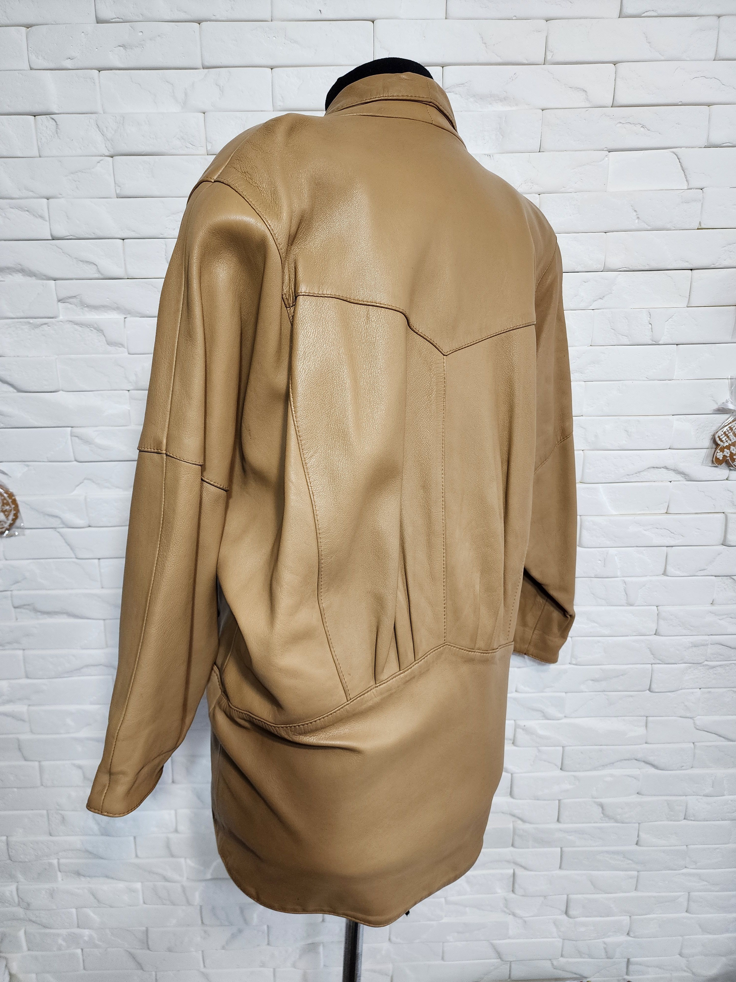 Other Brown Leather Jacket: Classic Button Front Coat Size L / US 10 / IT 46 - 6 Thumbnail