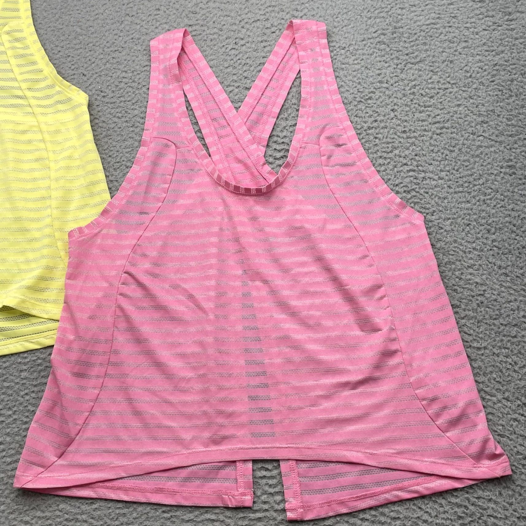 Pinko Zyia Tank Top Lot 2 Women XXL Pink Yellow Open Athleisure Y2k Running Sport Yoga Tank Top Women XXL Pink Yellow Open Back Striped Logo Athletic Casual Size XXL / US 16-18 / IT 52-54 - 3 Thumbnail