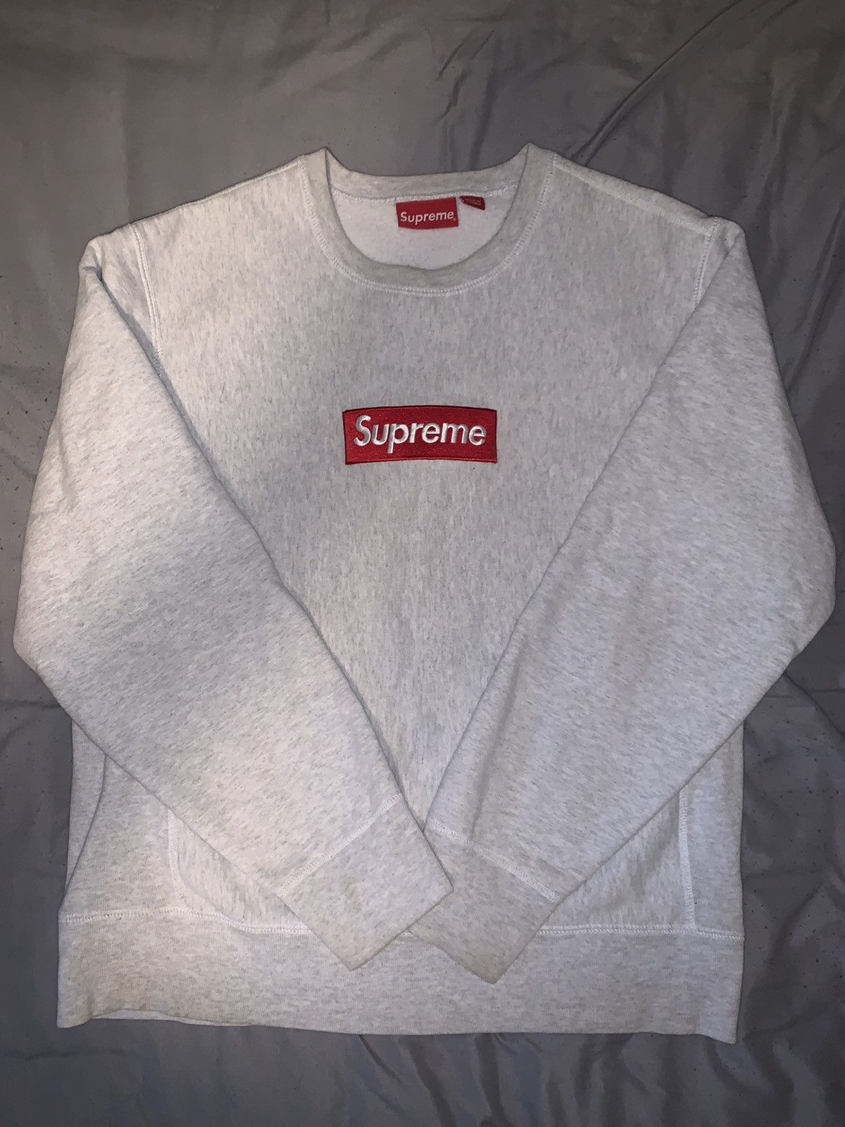 Supreme Grey Box Logo Crewneck | Grailed