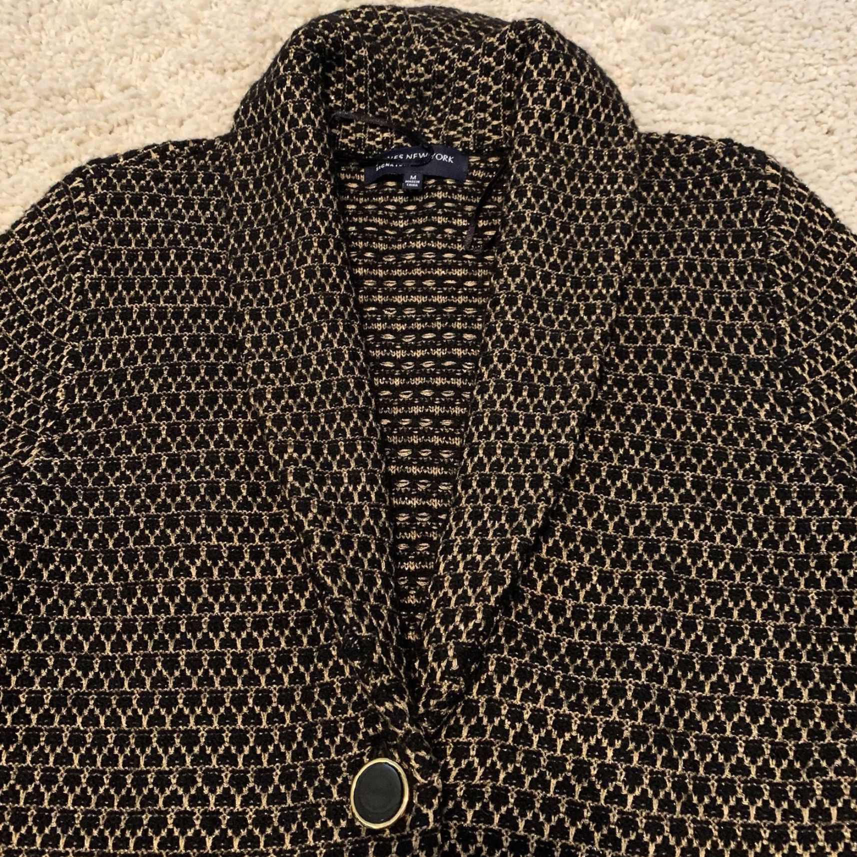 Jones New York Jones New York Signature Cardigan Sweater Womens Medium Black Gold Metallic Size M / US 6-8 / IT 42-44 - 3 Thumbnail