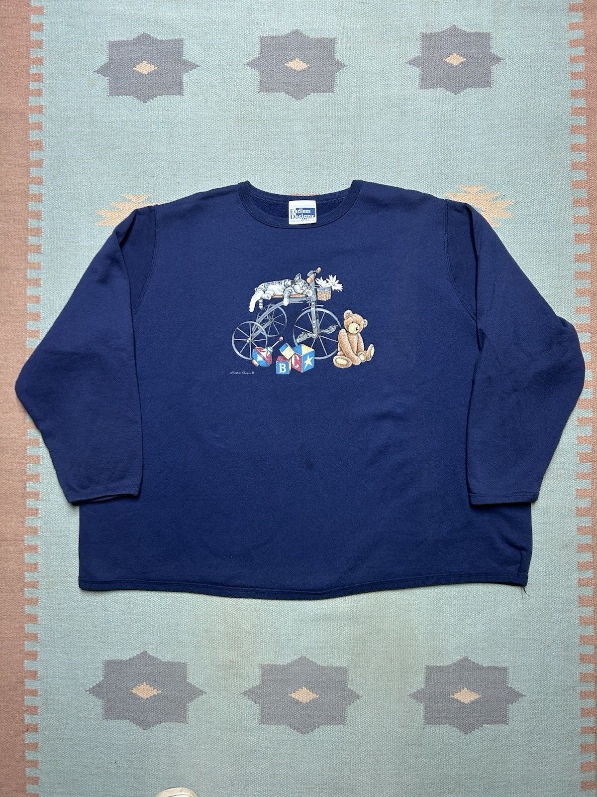 Vintage Vtg sweatshirt endless design cat kitten cute teddy bear 3XL Size US XXL / EU 58 / 5 - 1 Thumbnail