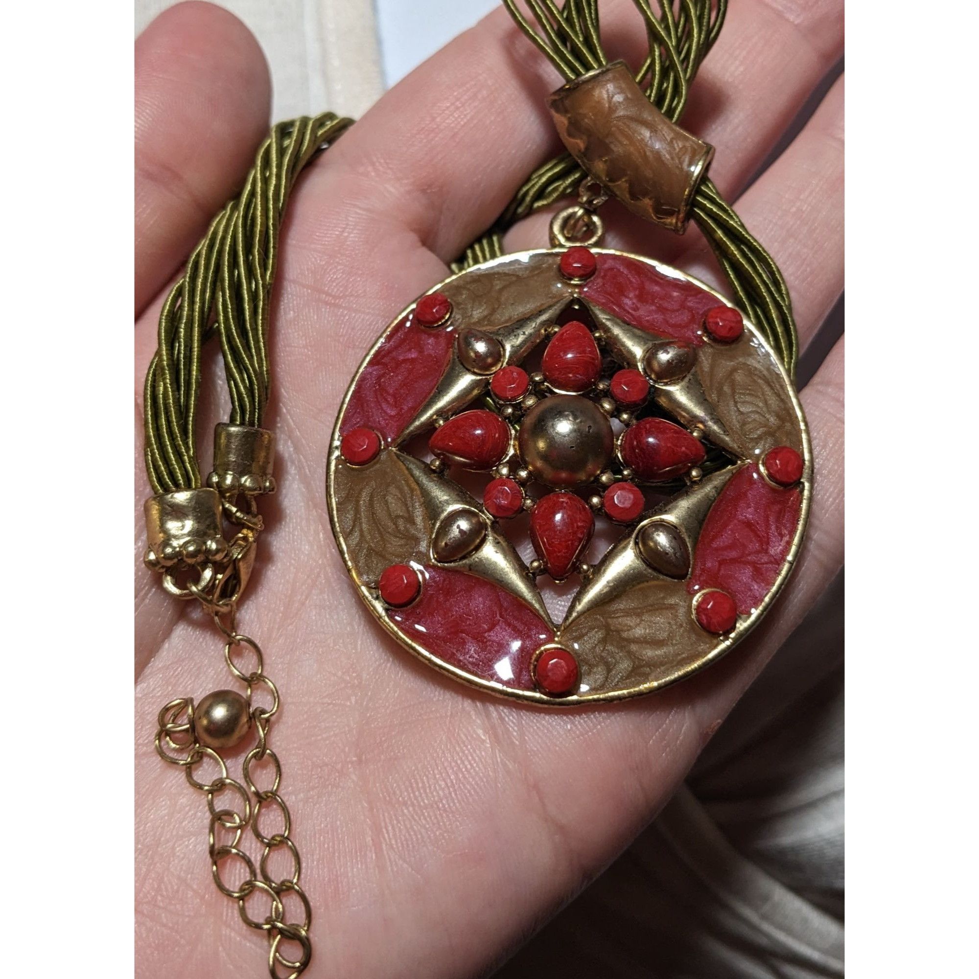 Other Red And Gold Bohemian Medallion Necklace Size ONE SIZE - 7 Thumbnail