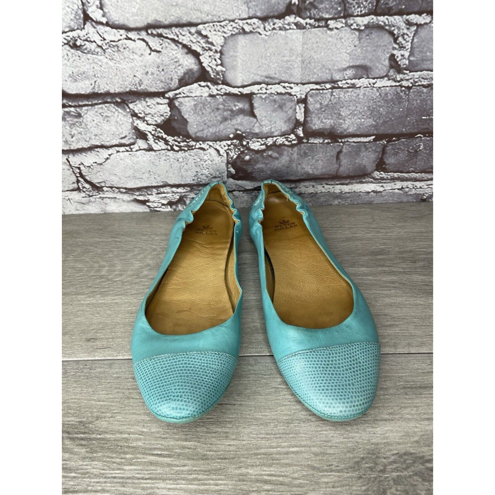 Peter Millar Peter Millar Blue Leather Snake Cap Toe Ballet Flats Shoes W Size US 6.5 / IT 36.5 - 2 Thumbnail