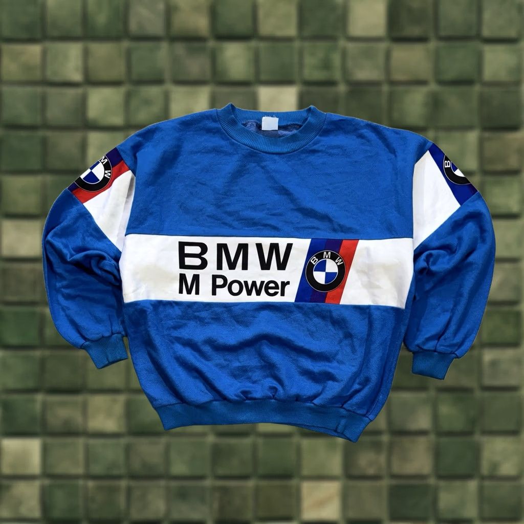 BMW VINTAGE Rare 1980 BMW M Power Motorsport Racing Sweatshirt Blue Crewneck Pullover Size L Men Long Sleeve Pullover Racing Vintage Blue L Mens Size US L / EU 52-54 / 3 - 1 Thumbnail