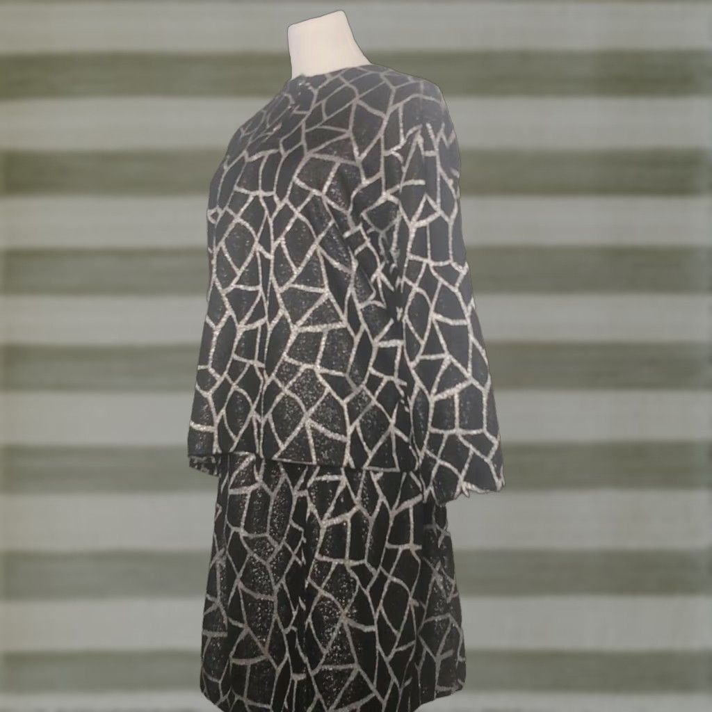 Vintage VINTAGE Quail Crossing 2 Piece Skirt Set Shirt Ladies Large Black Metallic Polyester 1970s Suit Size L / US 10 / IT 46 - 1 Thumbnail