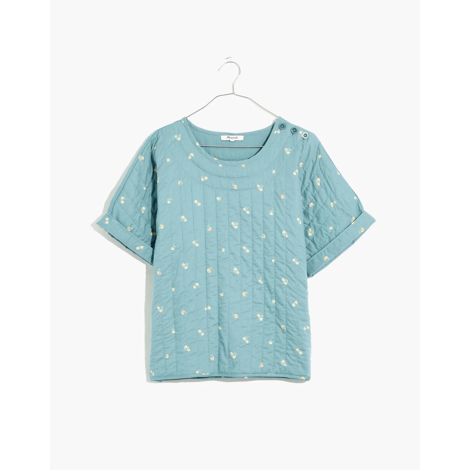 Madewell Madewell Quilted Button Shoulder Top breeze S A000564 Size S / US 4 / IT 40 - 2 Thumbnail