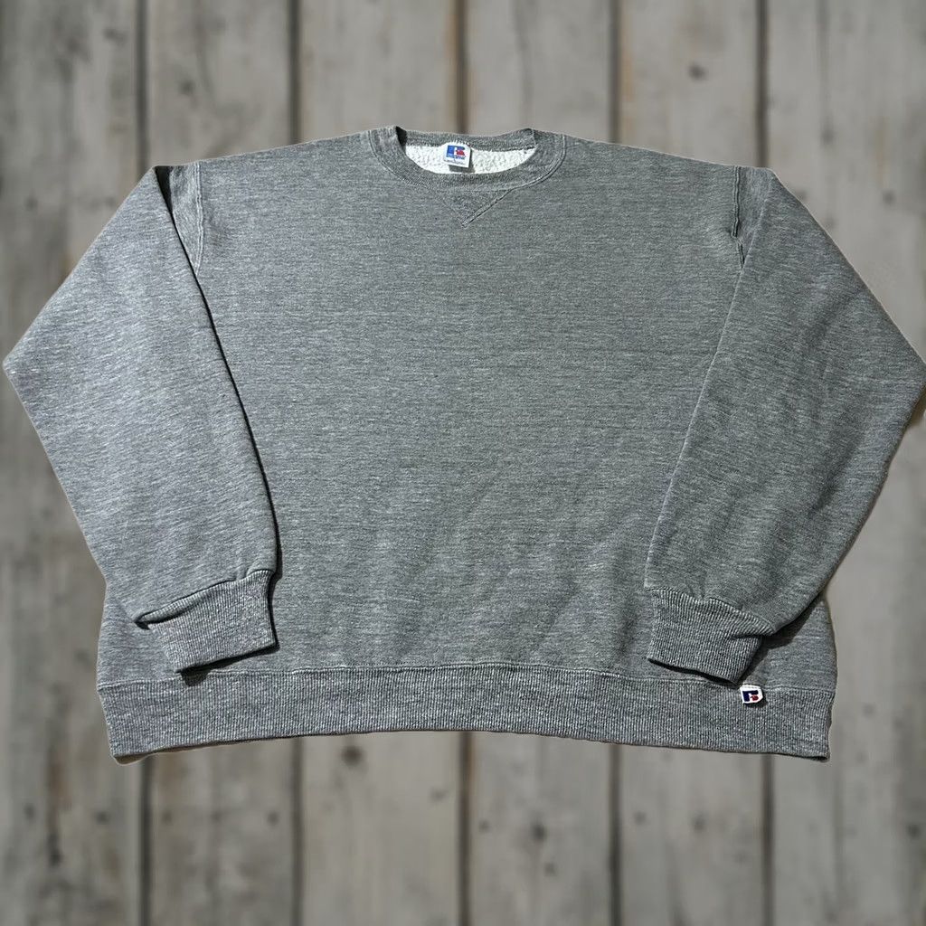 Russell Athletic VINTAGE 80s Russell Athletic Gray Sweatshirt L Mens Pullover Blank Size Large Size US L / EU 52-54 / 3 - 1 Thumbnail