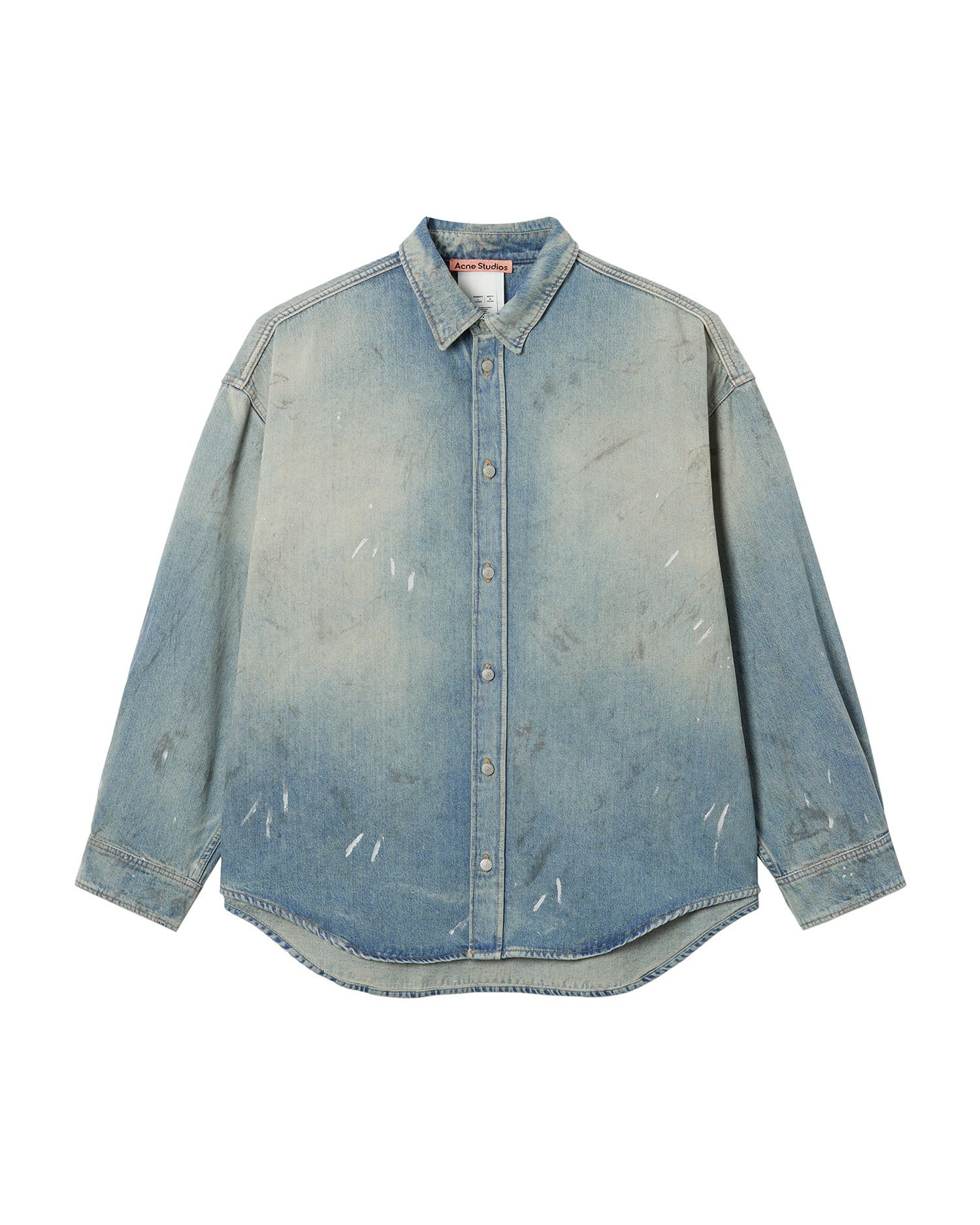 Acne Studios Acne Studios Splatter Distressed Design Denim Shirt Size US L / EU 52-54 / 3 - 1 Thumbnail