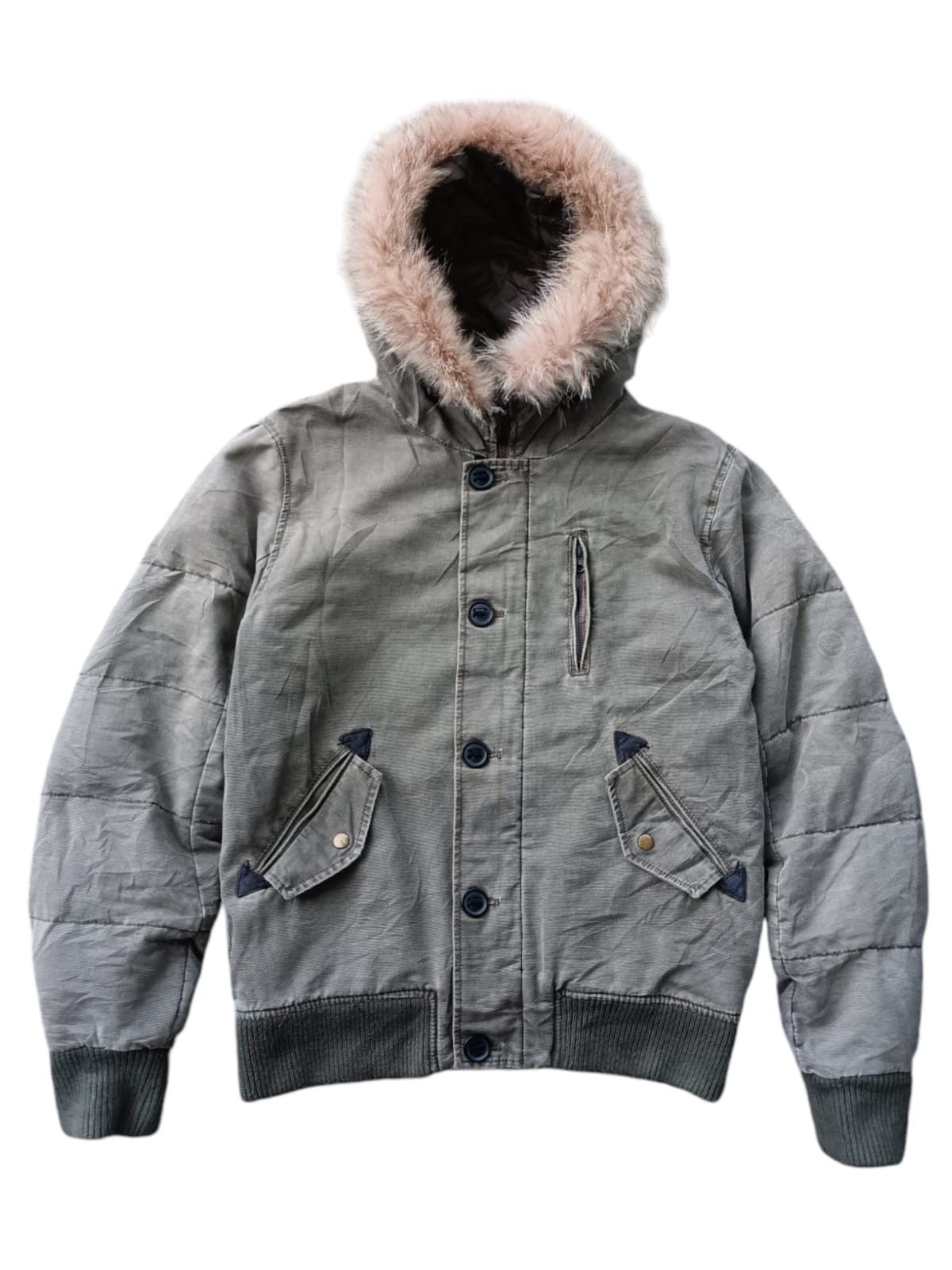 Japanese Brand 🇯🇵Japanese fur hoodie sun faded bomber vintage jacket Size US L / EU 52-54 / 3 - 1 Thumbnail