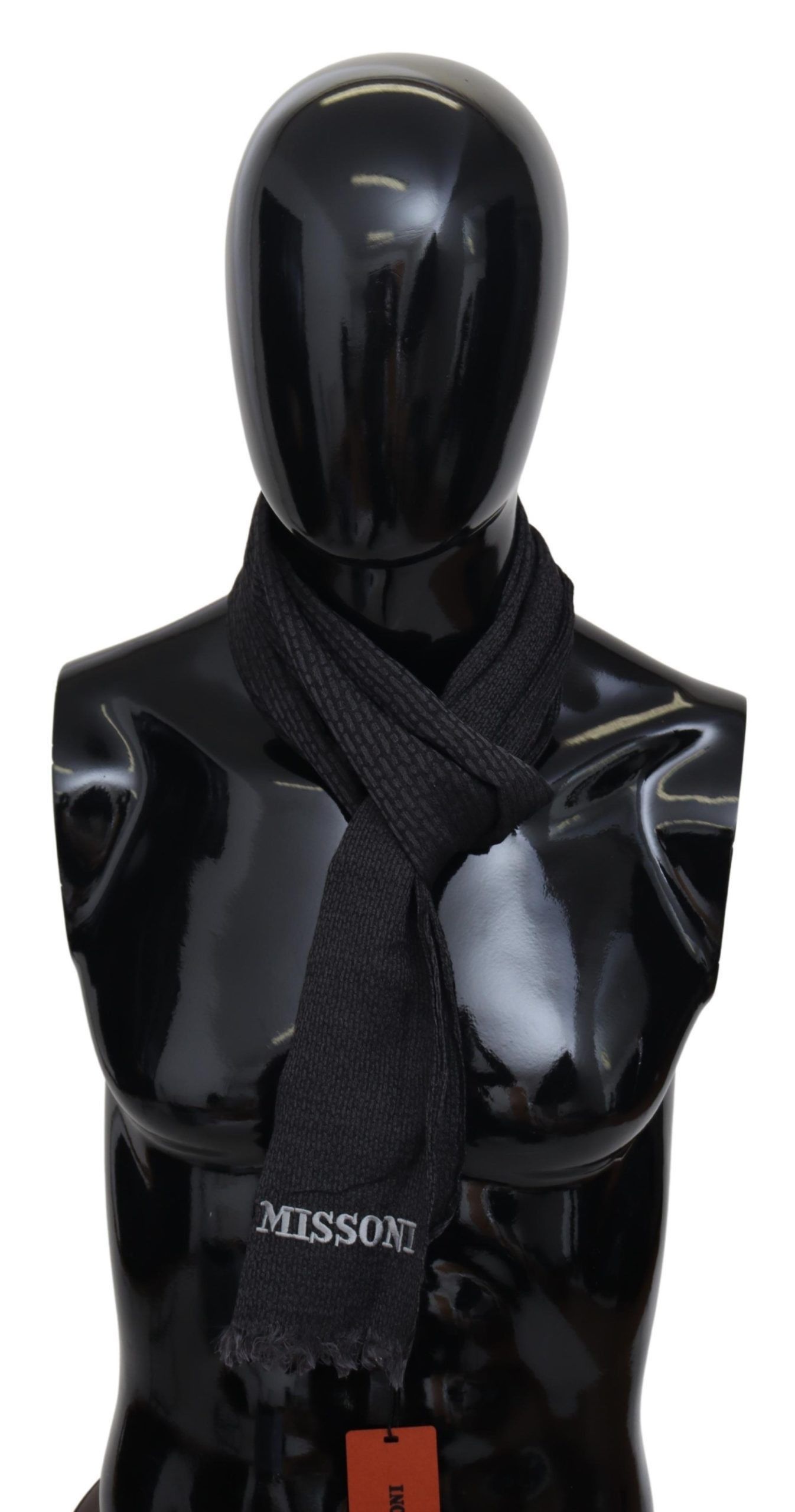 Missoni Elegant Black Wool Fringed Men's Scarf Size ONE SIZE - 1 Thumbnail
