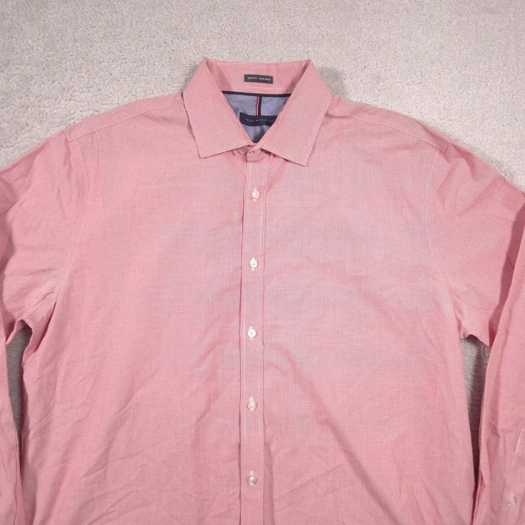 Tommy Hilfiger Tommy Hilfiger Dress Shirt Mens 17.5 34/35 Pink Slim Fit Non-Iron Long Sleeve Shirt Mens Pink Slim Fit Non-Iron Long Sleeve Dress Shirt Size 48R - 2 Thumbnail