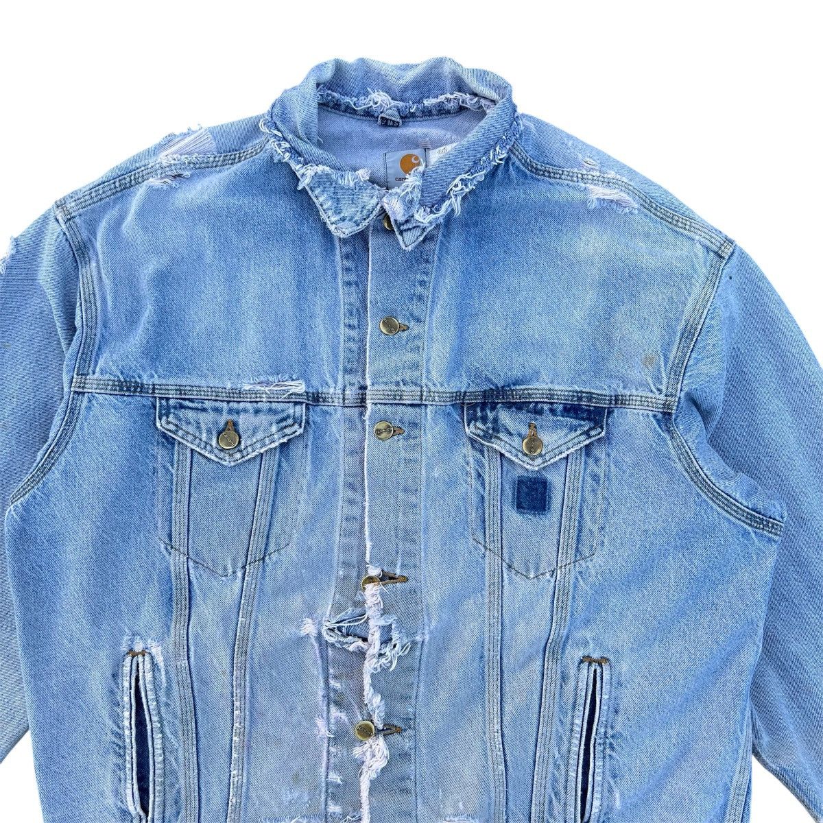 Carhartt Vintage Thrashed Carhartt Light Wash Denim Jacket Size US XL / EU 56 / 4 - 3 Thumbnail
