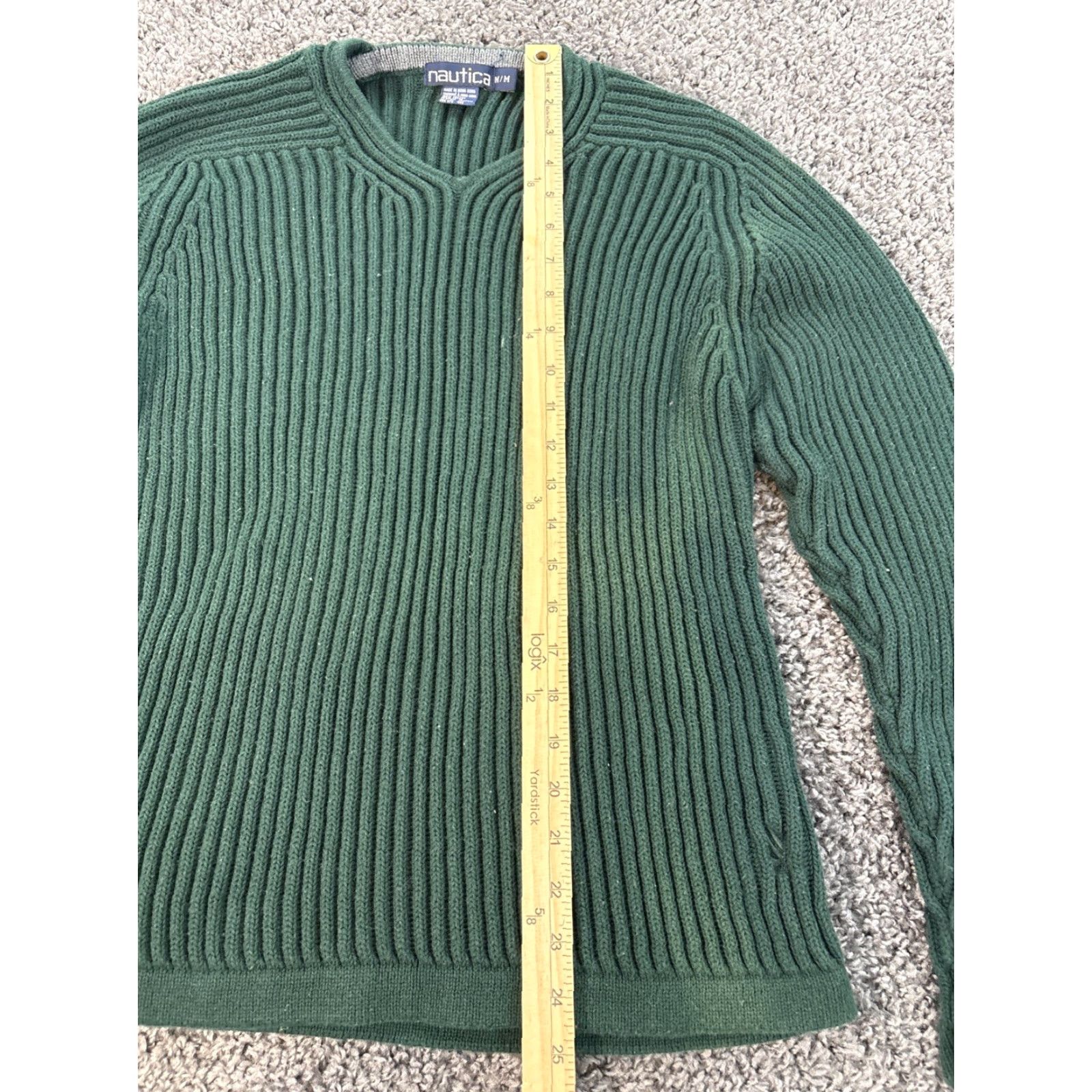 Nautica VINTAGE Nautica Sweater Mens Medium Pullover Crew Neck Knit Cotton Green 90s Ribbed Forest Green M Mens Size US M / EU 48-50 / 2 - 2 Thumbnail