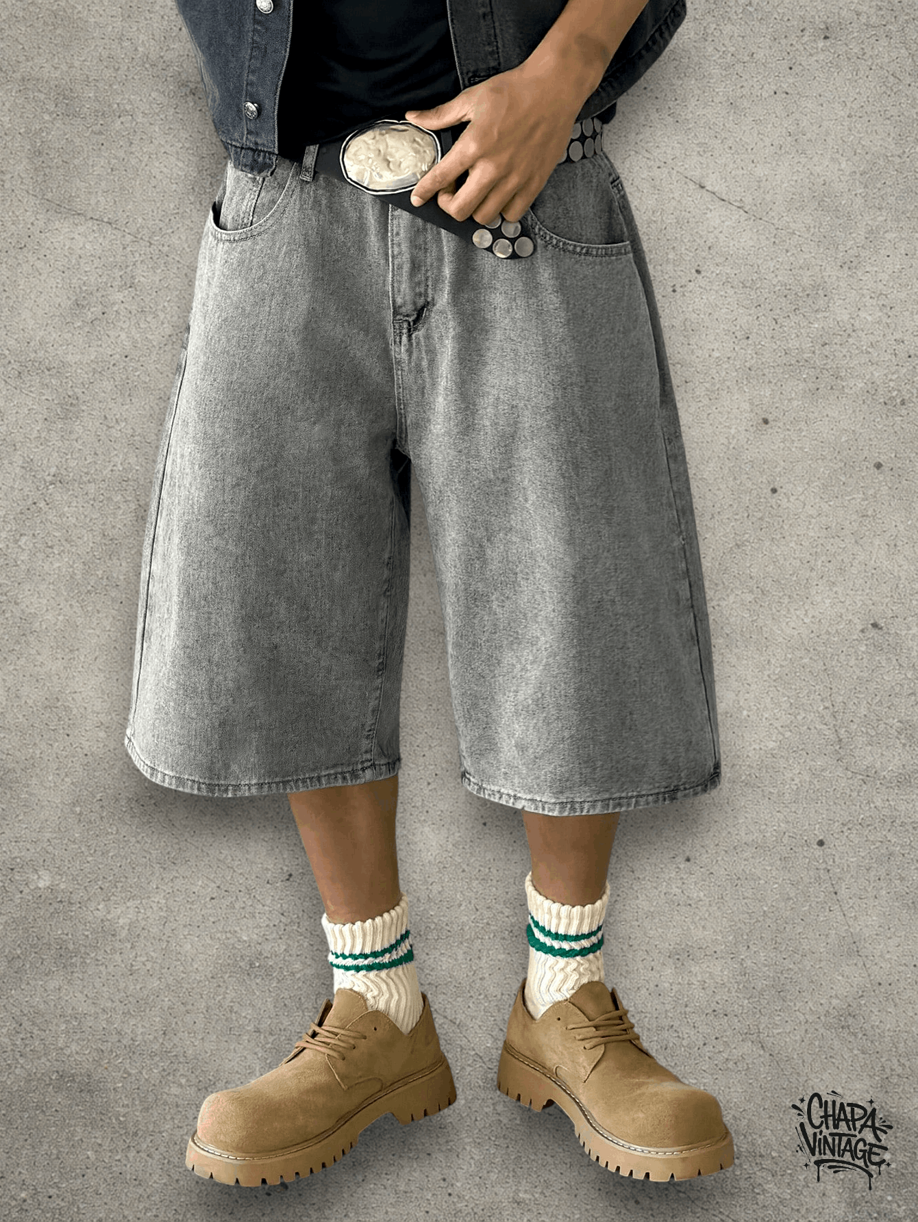 Vintage Denim light gray shorts Size US 32 / EU 48 - 2 Thumbnail