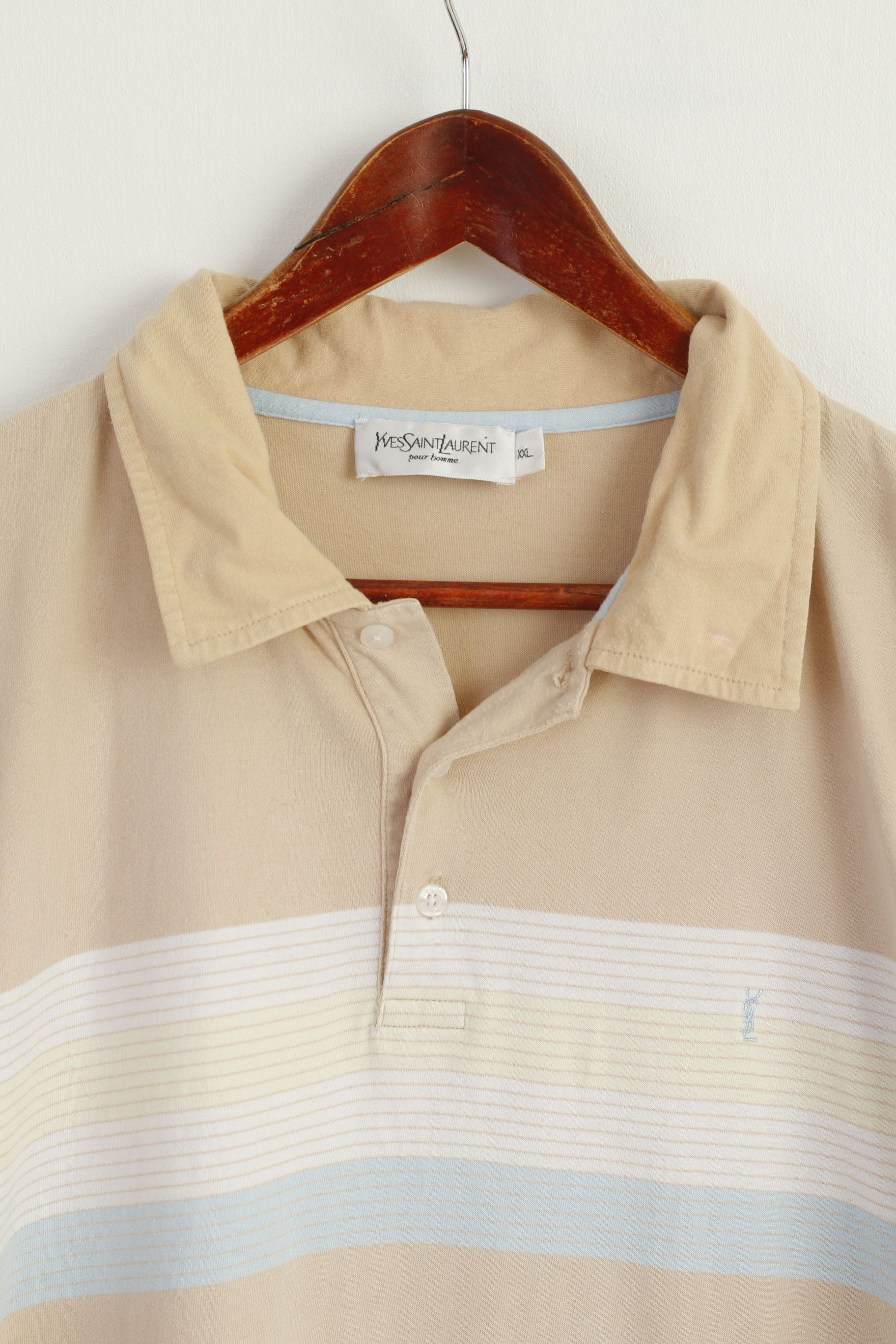 Vintage × Yves Saint Laurent Yves Saint Laurent Men XXL Polo Shirt Beige Cotton 2800 Size US XXL / EU 58 / 5 - 2 Thumbnail