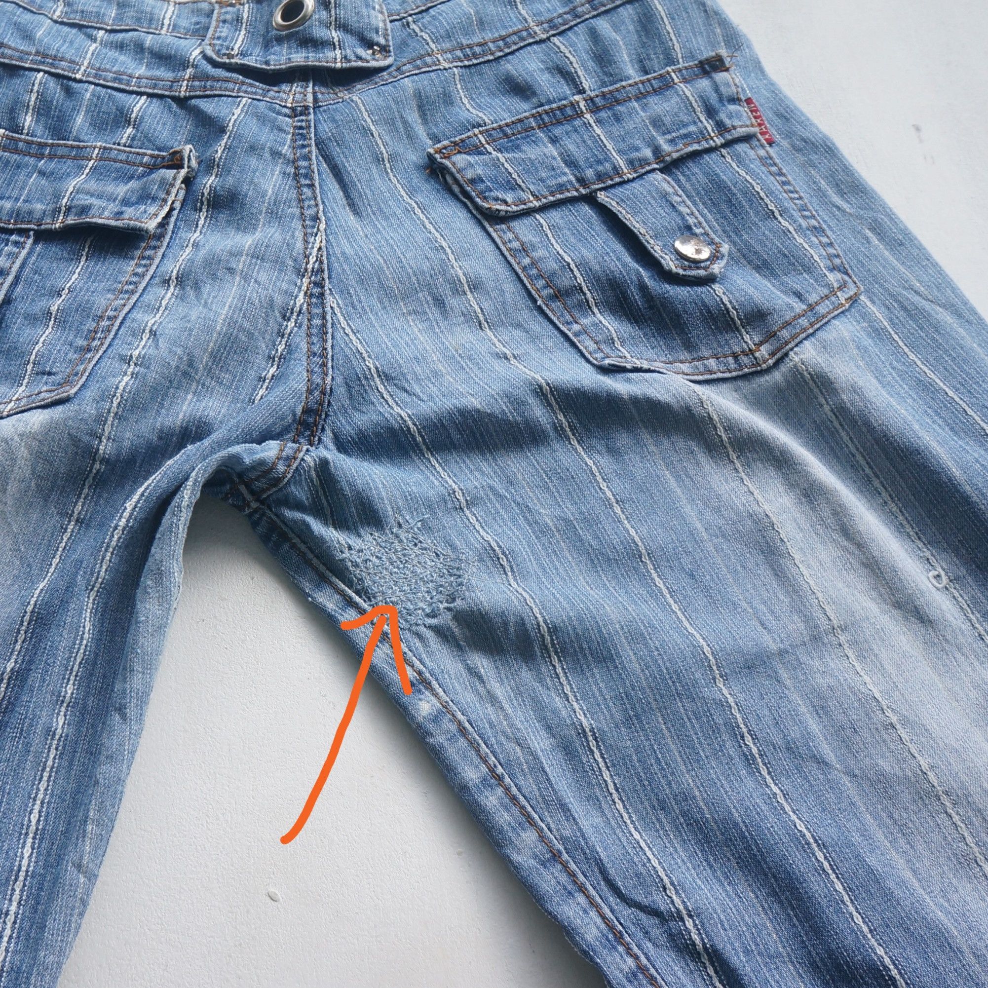 Japanese Brand KAREN Striped Flare Soft Jeans Size 30" / US 8 / IT 44 - 8 Thumbnail