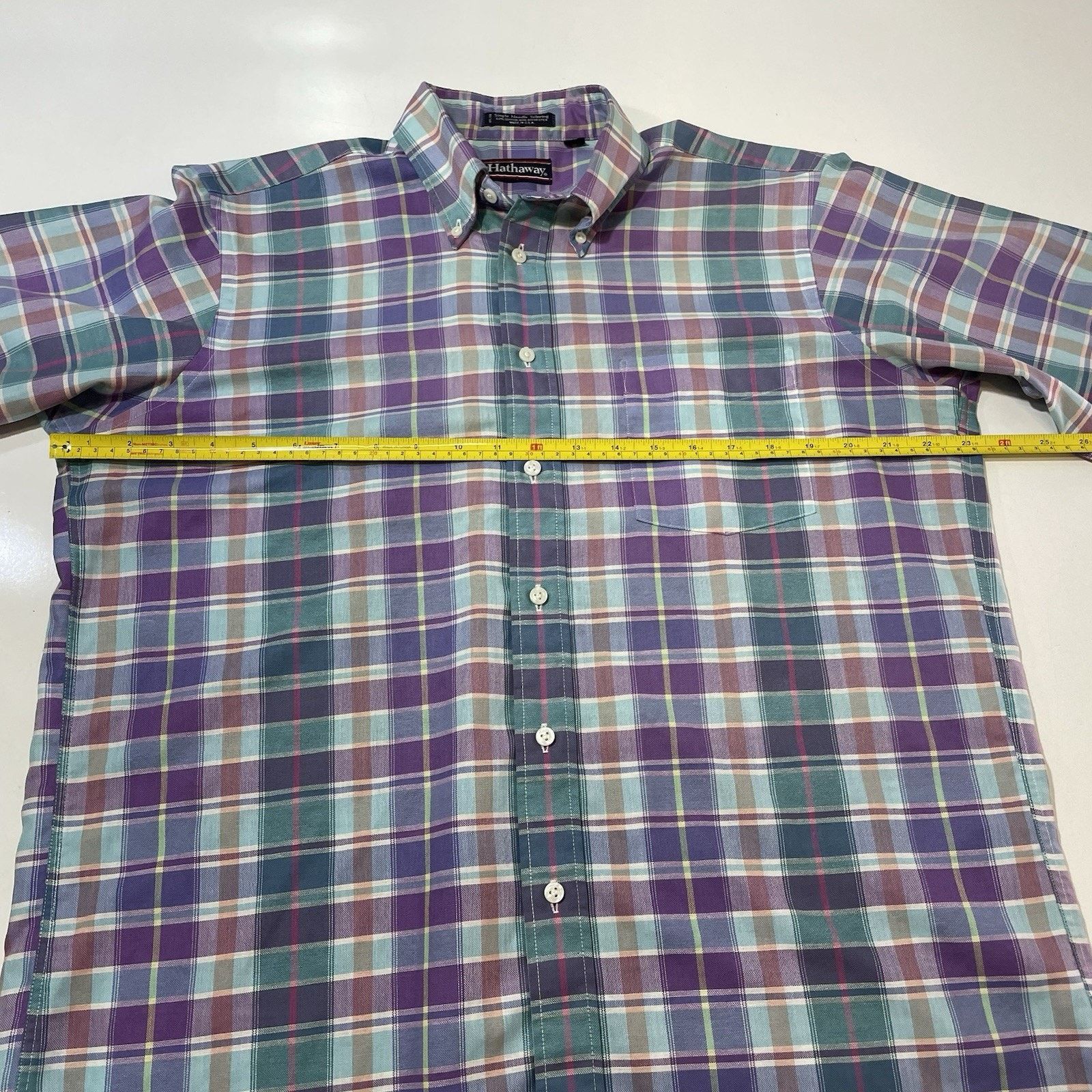 All Sport VTG Retro 60s Hathaway Sport Shirt Purple Blue Checks 16 Size US L / EU 52-54 / 3 - 5 Thumbnail