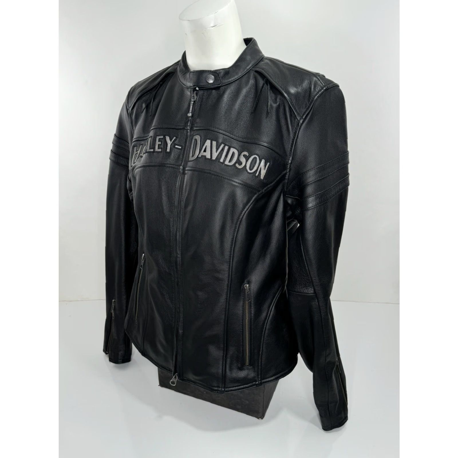 Harley Davidson HARLEY-DAVIDSON Embroidered LEATHER Womens L Motorcycle Jacket - MINT, Black, Motorcycle, Jacket, Women, Harley-Davidson, XS/Adult L Size L / US 10 / IT 46 - 3 Thumbnail