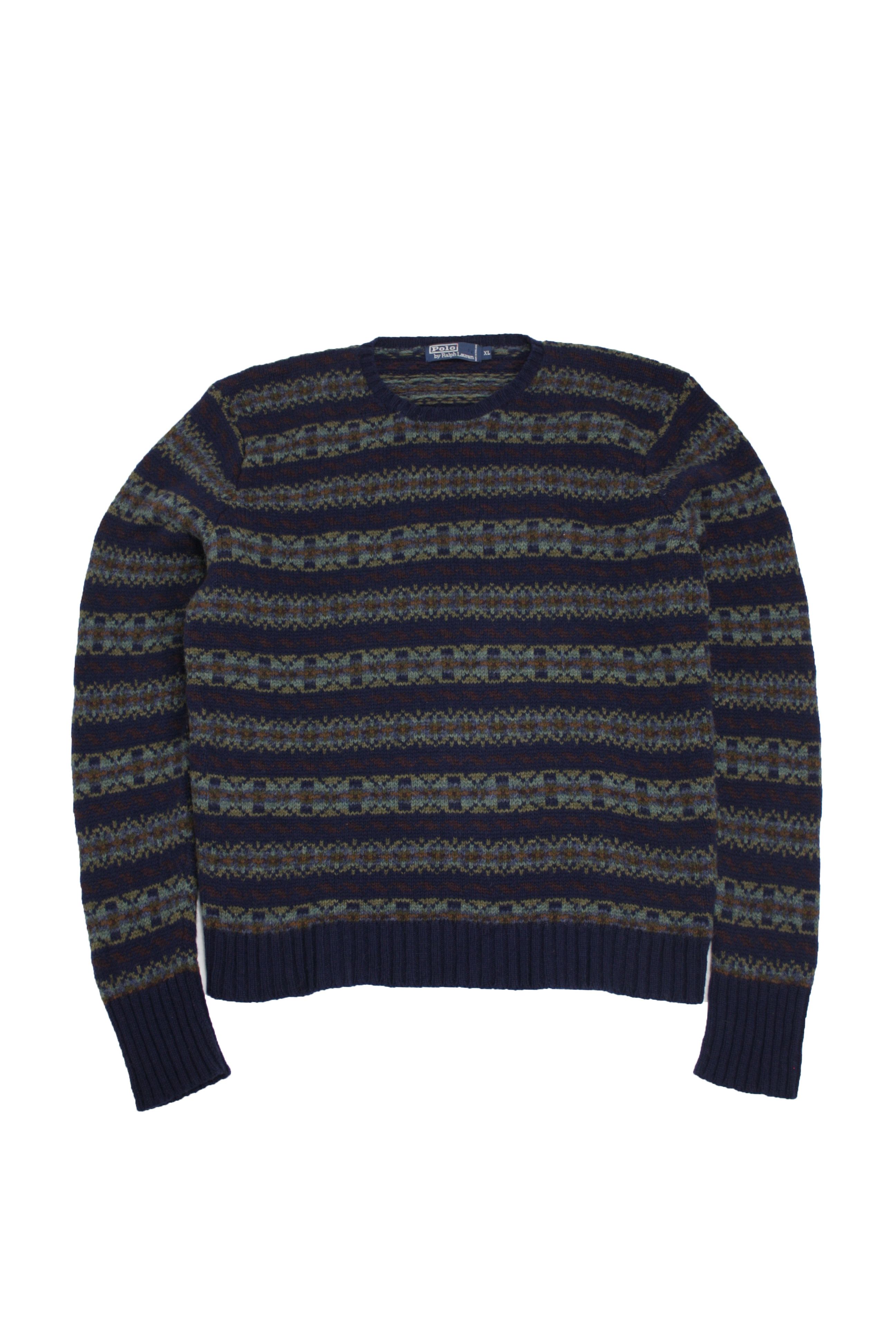 Polo Ralph Lauren × Vintage POLO 90s Vintage Fair Isle Lambswool Knitted Sweater Size US XL / EU 56 / 4 - 1 Thumbnail