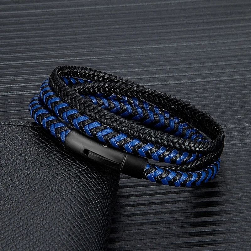 Other Double Layer Leather Bracelet Accessories Cuff Gift For Him Size ONE SIZE - 2 Thumbnail