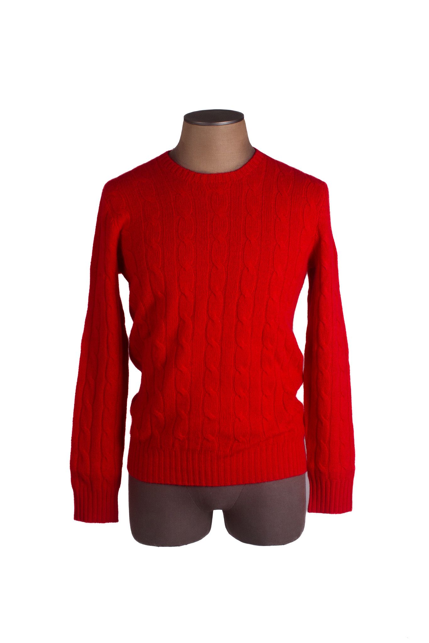 image of Polo Ralph Laurent Red Cashmere Cable Knit Sweater, Men's (Size Small)