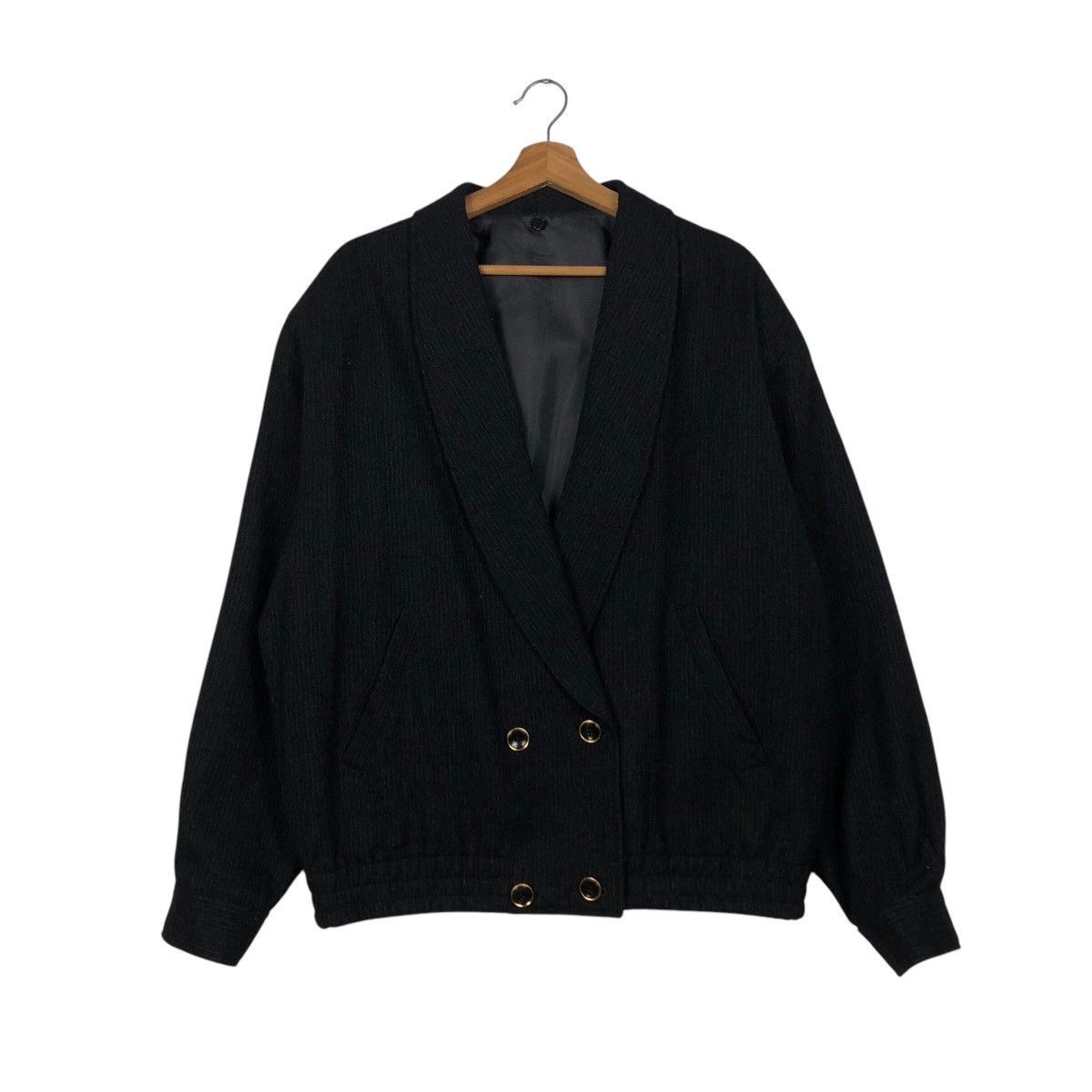 Japanese Brand 📌Vtg Wool Bomber Jacket Herringbone Unbranded Issey Miyake Size US M / EU 48-50 / 2 - 2 Thumbnail