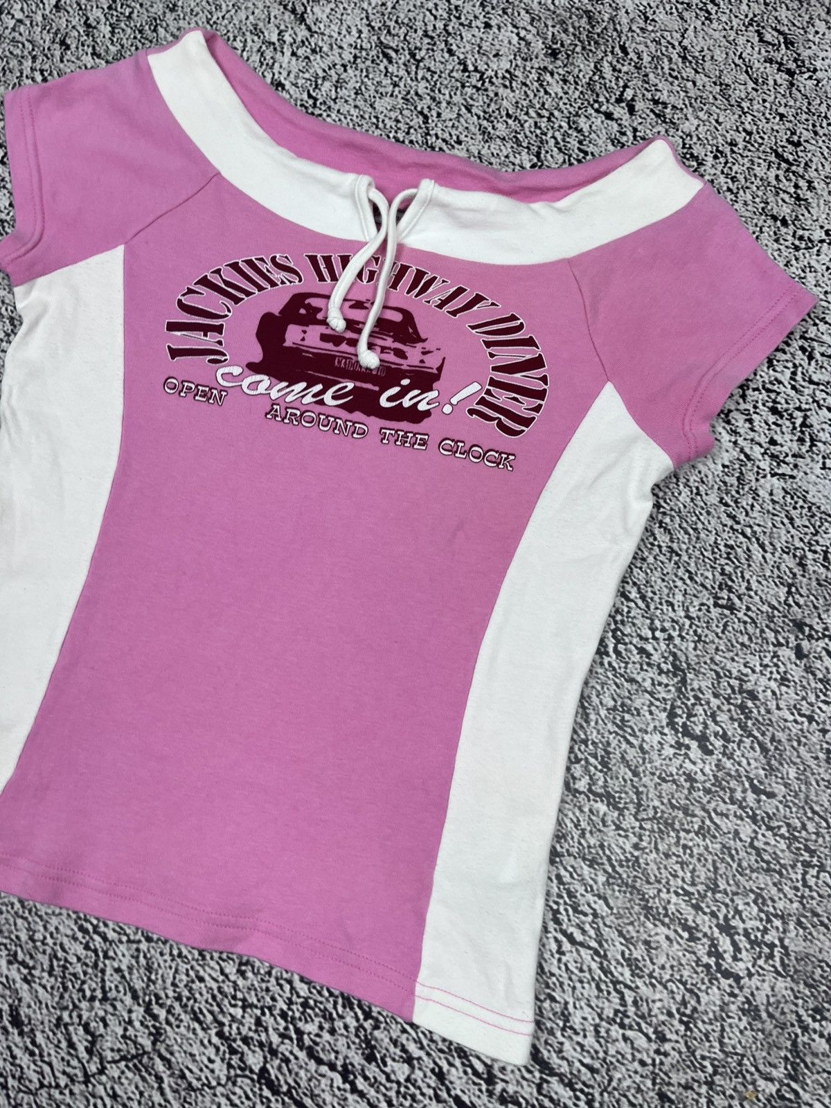 Japanese Brand Vintage Pink Y2K Glamour logo wide neck t shirt streetwear Size M / US 6-8 / IT 42-44 - 3 Thumbnail