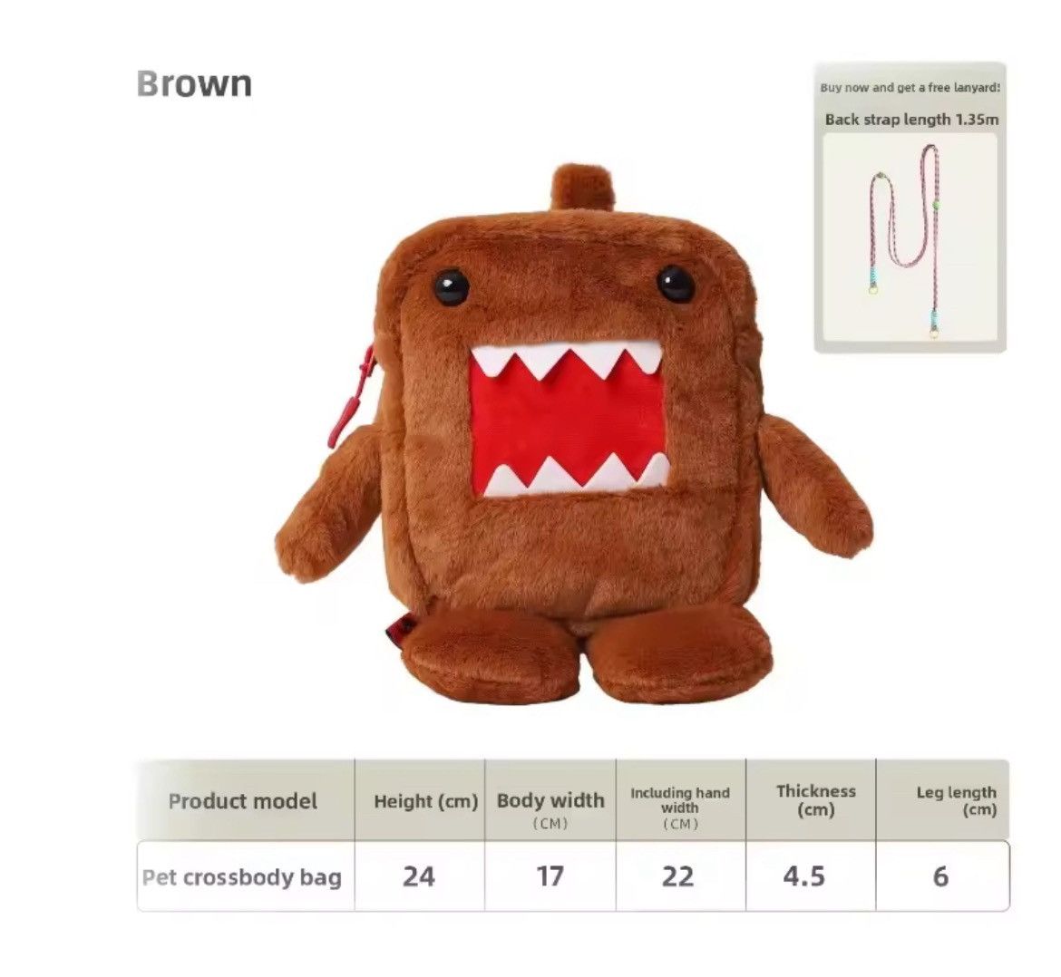 Japanese Brand Kawaii Domo Kun Plush Shoulder Bag Size ONE SIZE - 4 Thumbnail