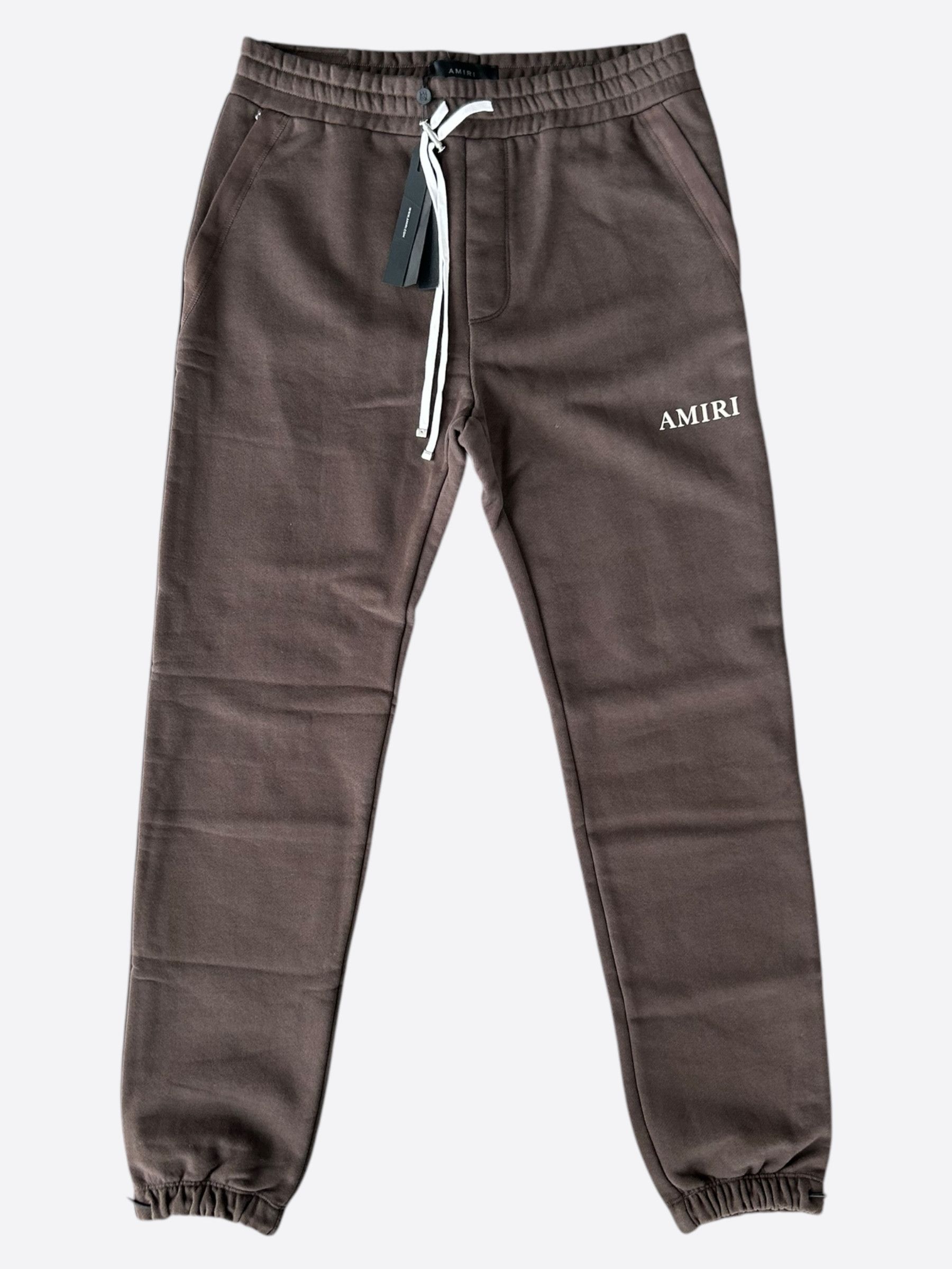 Amiri Brown & White Puff Logo Sweatpants