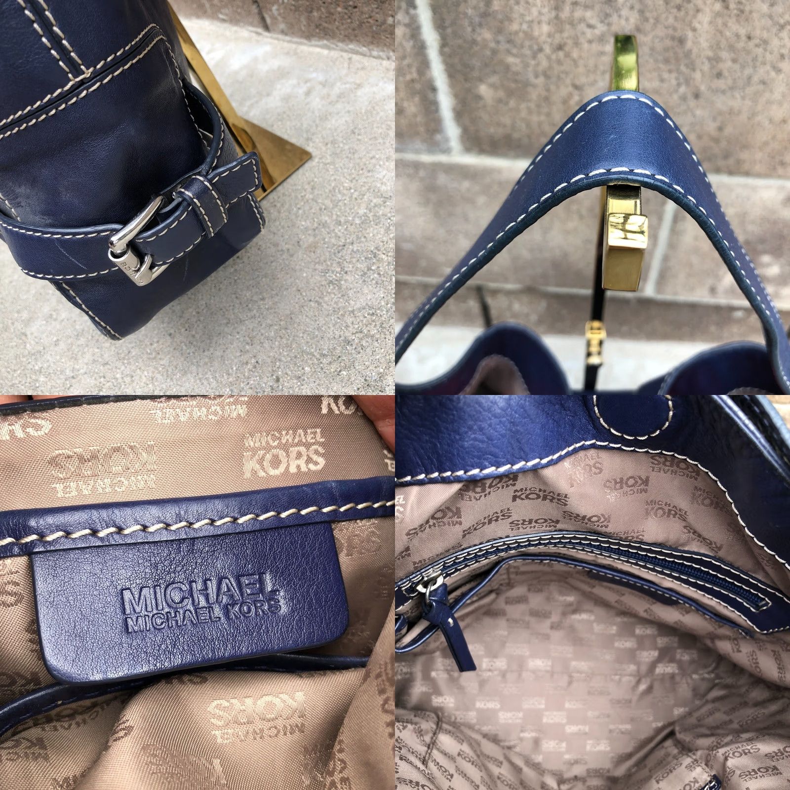 Michael Kors VINTAGE Michael Kors Shoulder Bag Women's Leather Blue Purse Medium 14x11x5 Designer Size ONE SIZE - 8 Thumbnail