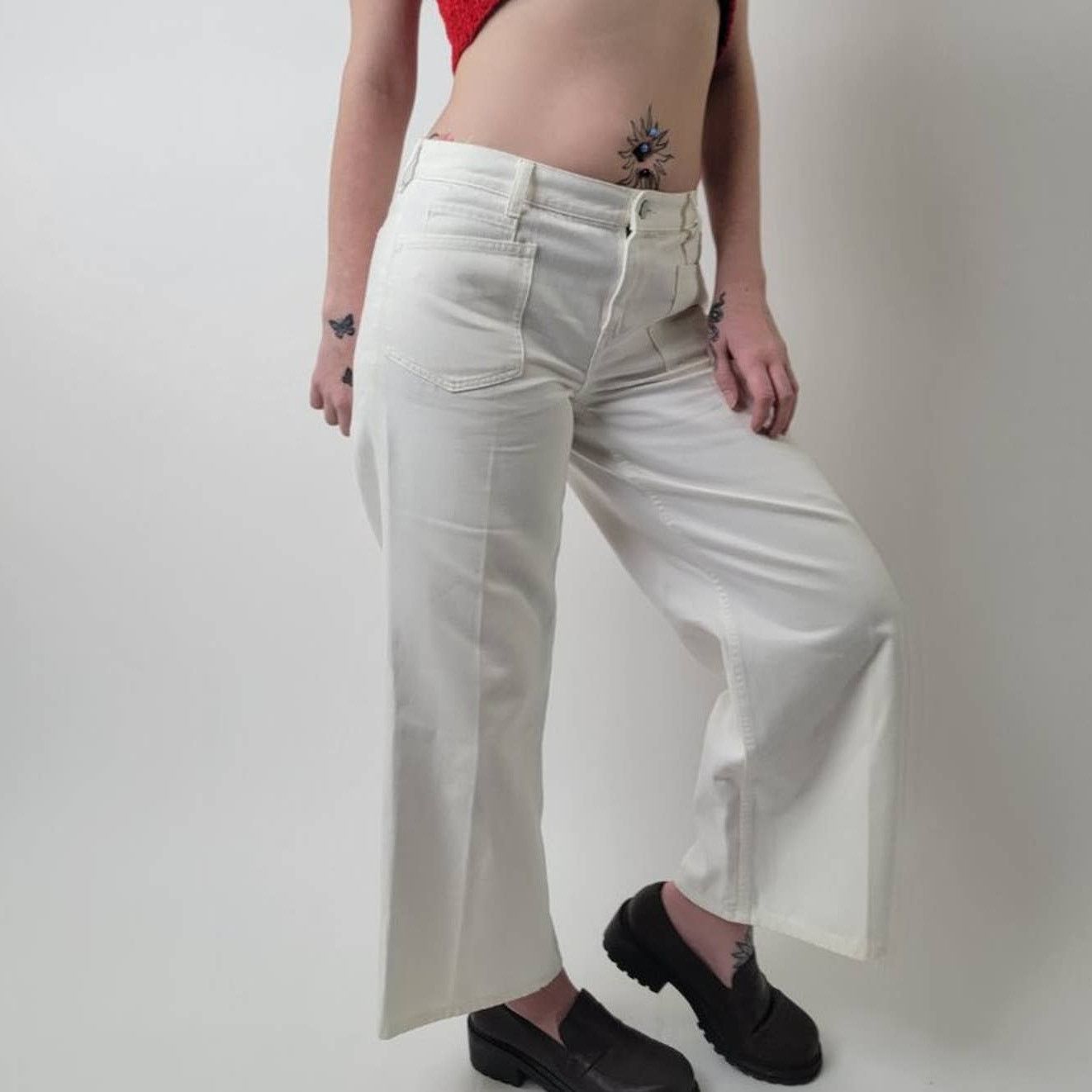 Ralph Lauren Ralph Lauren White Super Wide Leg Jeans - 6 Size 29" - 4 Thumbnail