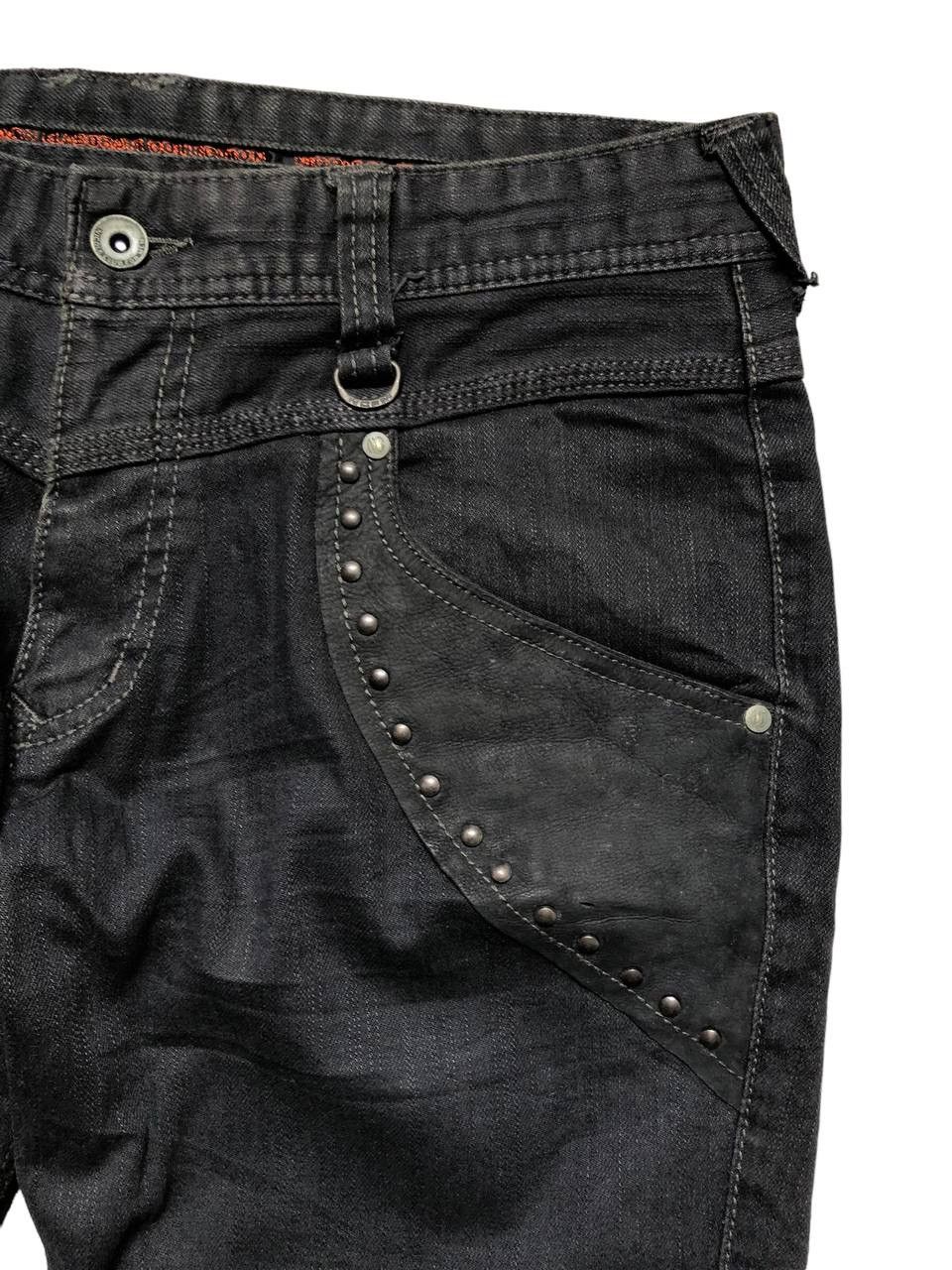 If Six Was Nine × Le Grande Bleu (L.G.B.) × Nicole Club Nicole Club for Men Studded Leather Pocket Flare Denim Pants Size US 32 / EU 48 - 6 Thumbnail