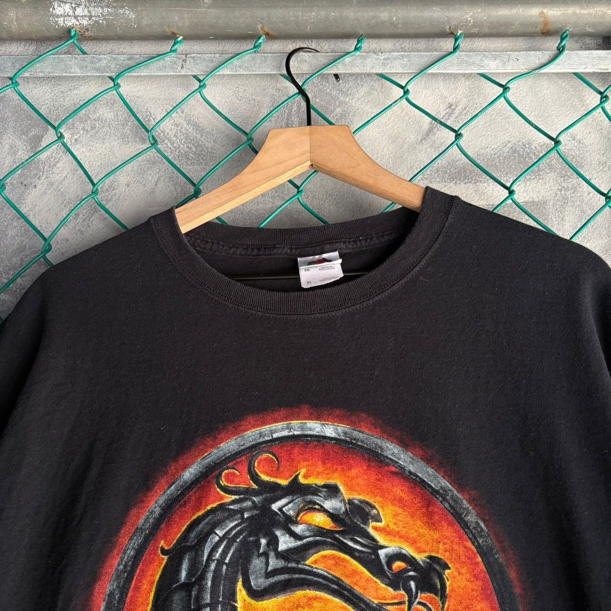 Fruit Of The Loom Vintage Mortal Kombat T Shirt Video Game Promo Tee Dragon Size US XL / EU 56 / 4 - 3 Thumbnail