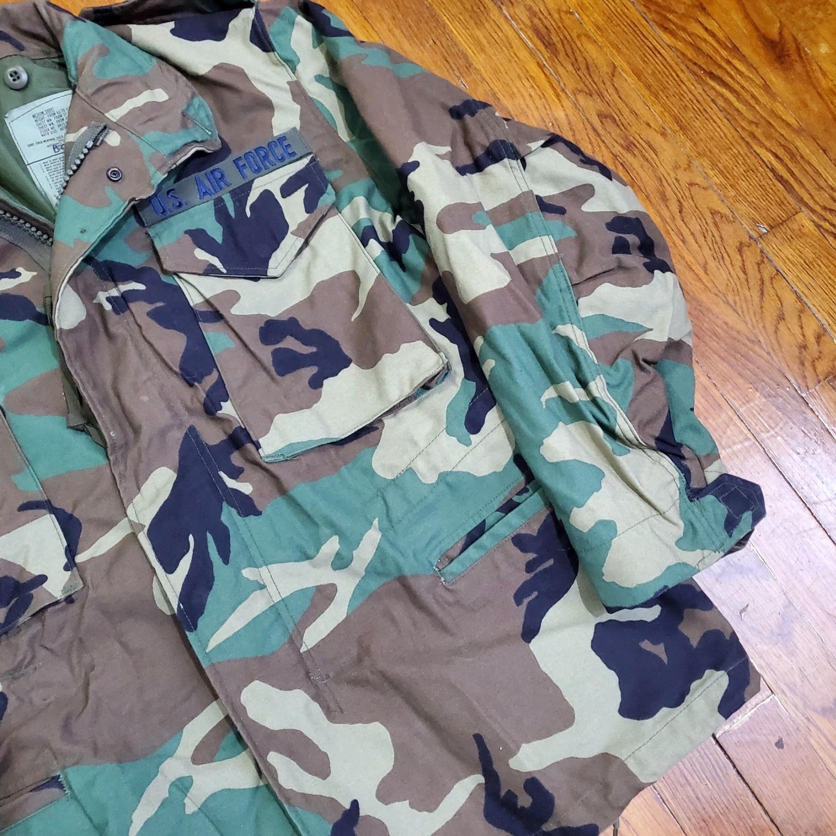 Vintage VINTAGE M65 Field Jacket Us Air Force Mens Medium Short Woodland Camo Coat 90s Military Zip Size US 31 - 3 Thumbnail