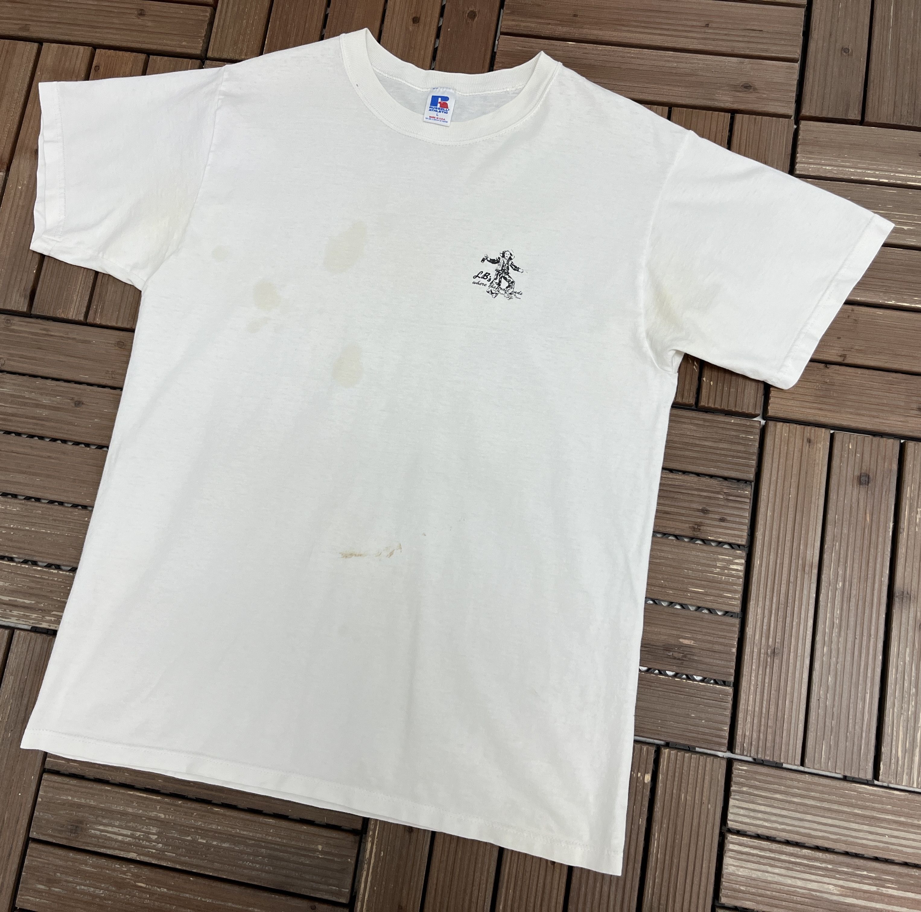 Russell Athletic × Vintage LB's Where The Trail Ends Vintage White T-Shirt Tee Size US L / EU 52-54 / 3 - 3 Thumbnail