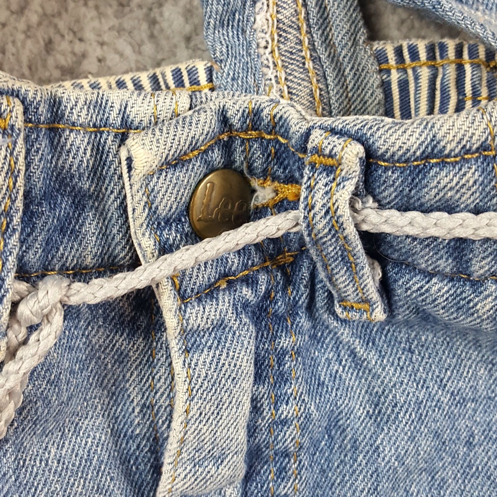 Lee VINTAGE Lee Jeans Denim Overall Shoulder Bag Medium Blue Pockets 90s 80s Biker Womens Size 32" / US 10 / IT 46 - 4 Thumbnail