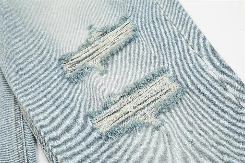 Japanese Brand × Jean Men's ripped jeans street hip-hop straight loose washed Size US 32 / EU 48 - 4 Thumbnail