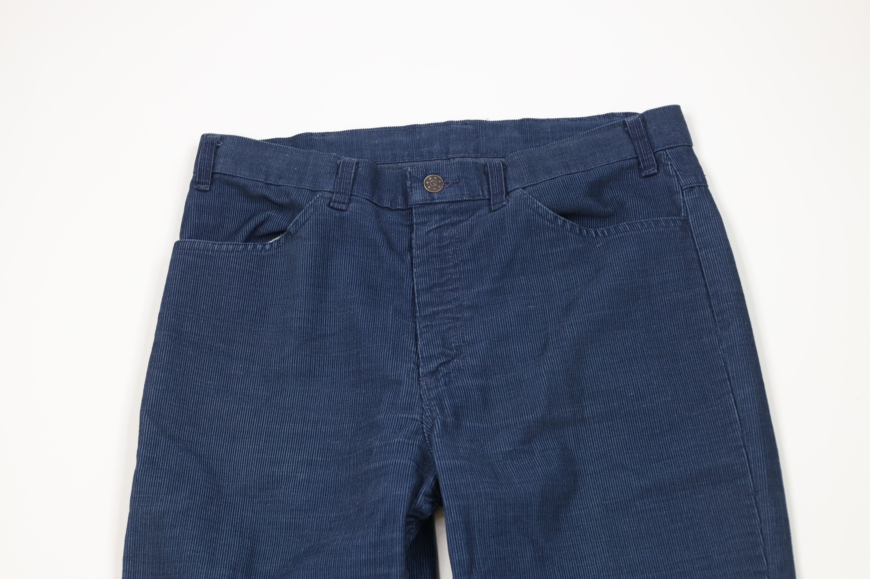 Vintage Vintage 70s Streetwear Wide Leg Corduroy Pants Blue USA Size US 32 / EU 48 - 2 Thumbnail