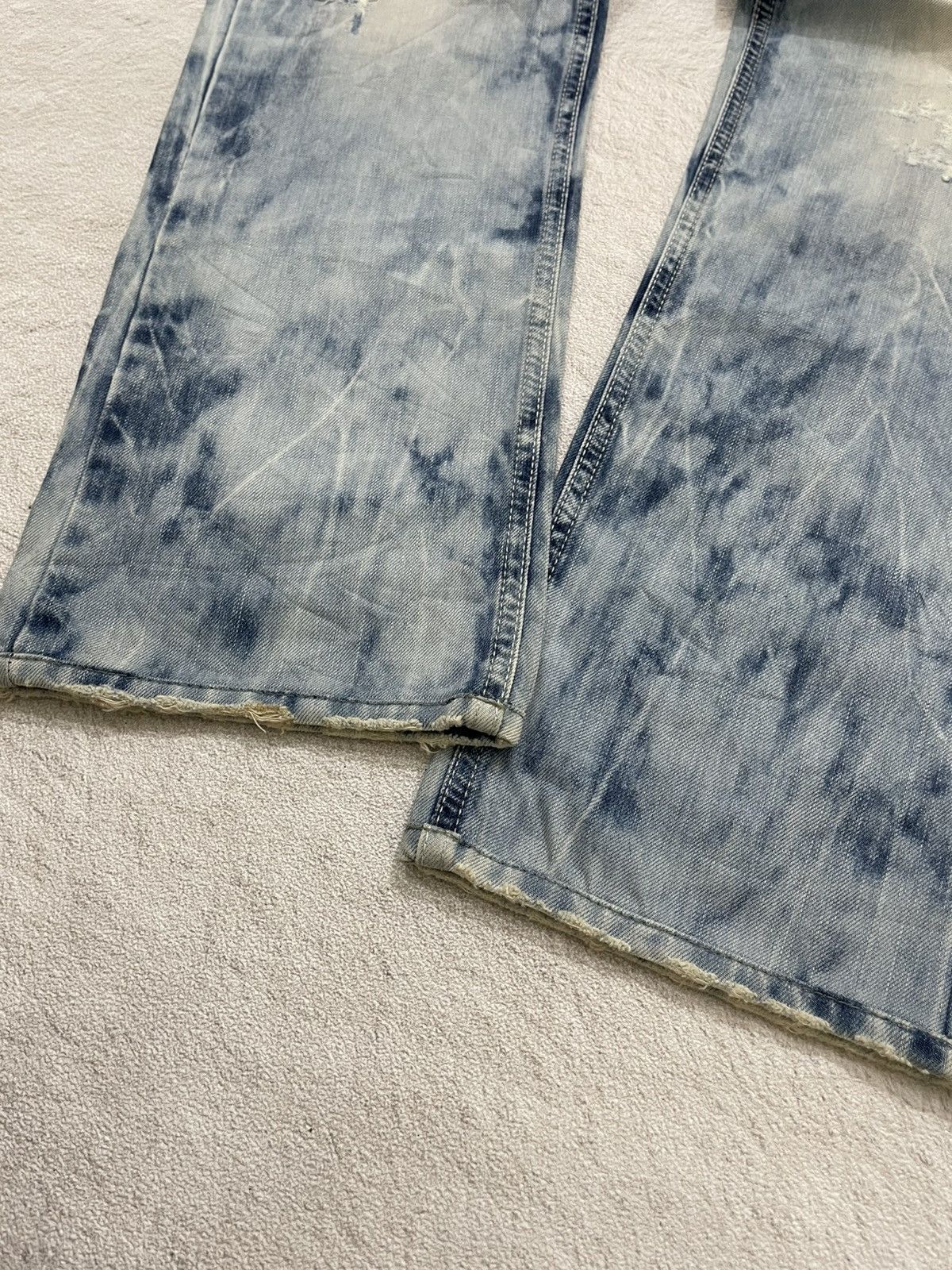 Hysteric Glamour 2000s Acid Wash Distressed Light Blue Jeans Y2K Size US 33 - 4 Thumbnail