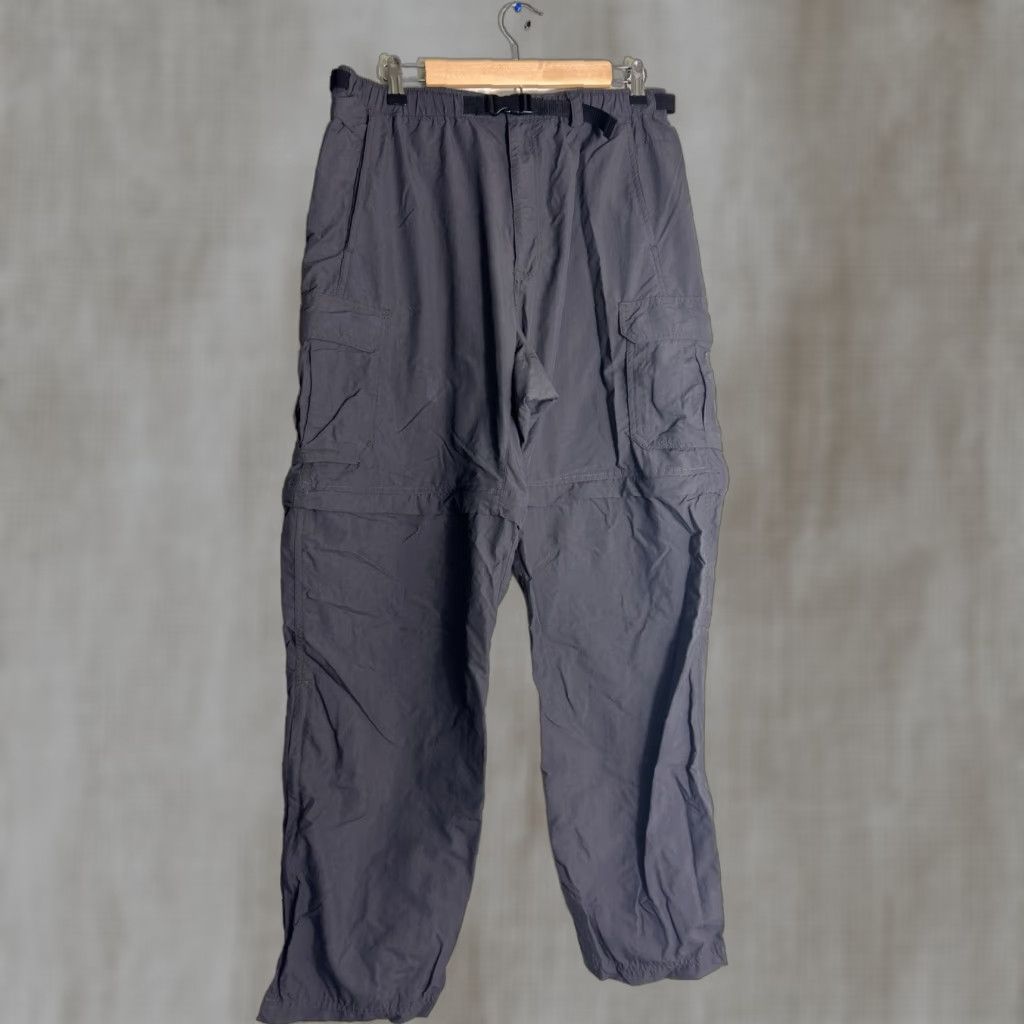 VINTAGE REI Cargo Pants Belted Convertible Gray Mens L 34x32 Inseam 32 Regular