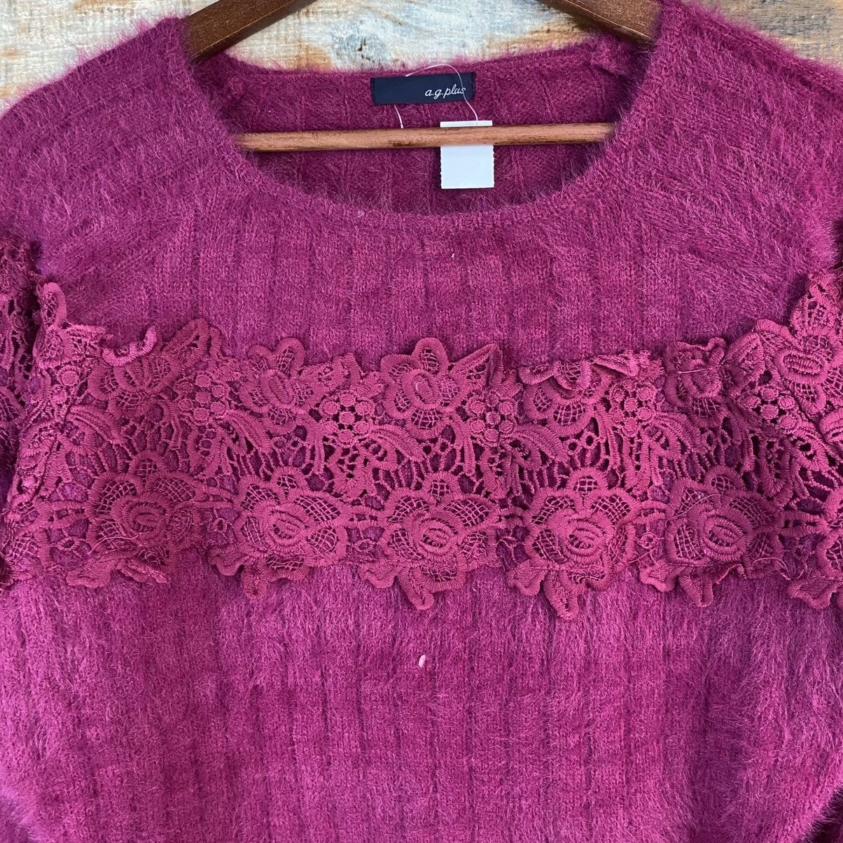 Japanese Brand DL A.G Plus Purple fur shaggy Knitwear #C1065 Size S / US 4 / IT 40 - 9 Thumbnail