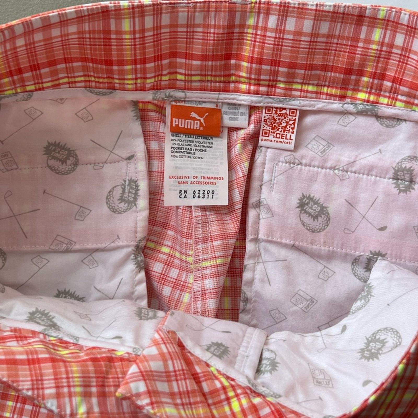 Puma Puma Golf Women's Size 8 Plaid Bermuda Shorts Coral Drycell Size 30" / US 8 / IT 44 - 5 Thumbnail