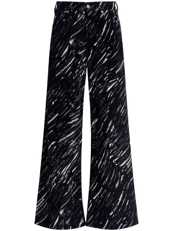 Marni o1w1db11125 Graphic-Print Wide-Leg Trousers in Black Size 30" / US 8 / IT 44 - 1 Thumbnail