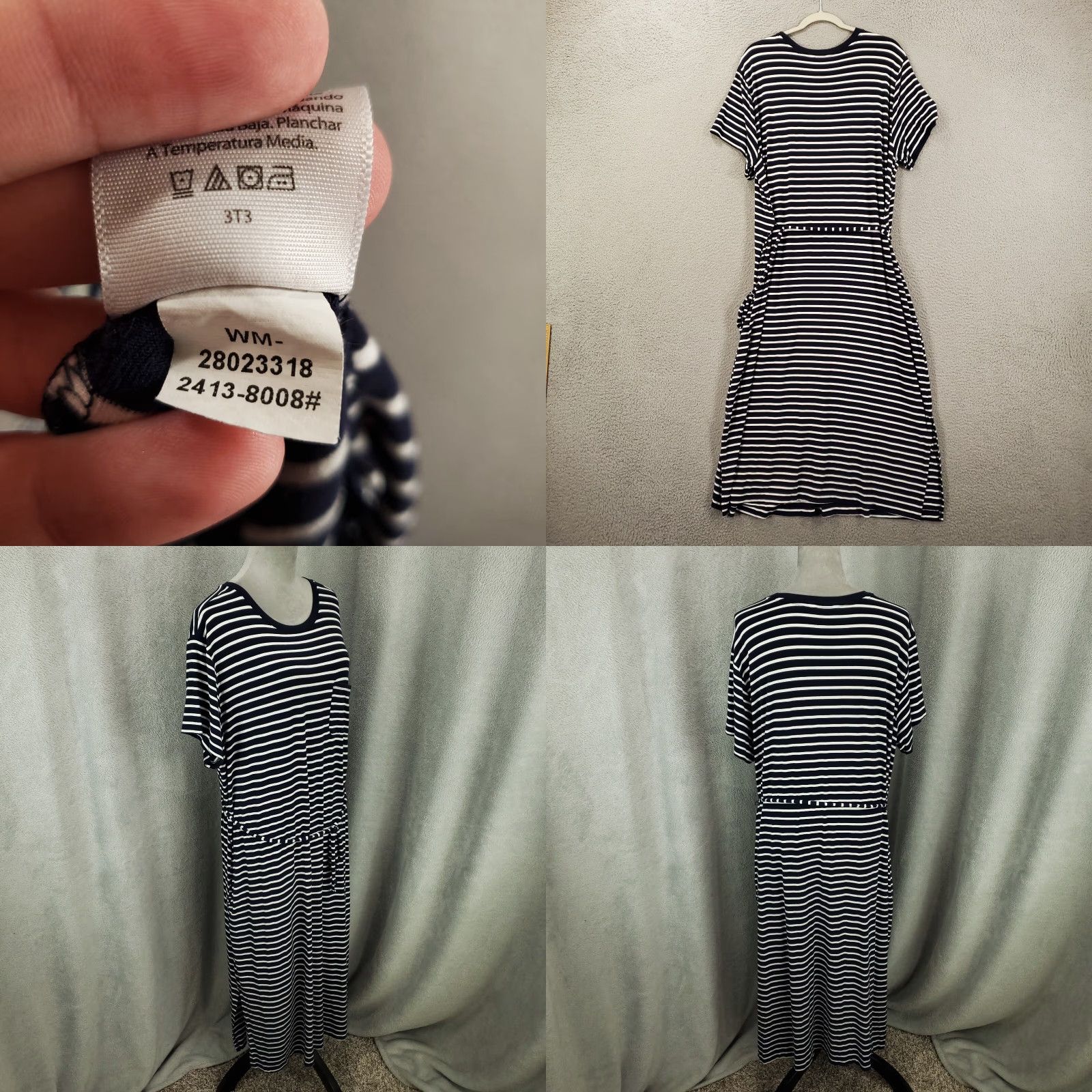 Vintage Womens Time And Tru Maxi Dress 2XL Belted Striped Blue White Longline Size XXL / US 16-18 / IT 52-54 - 8 Thumbnail