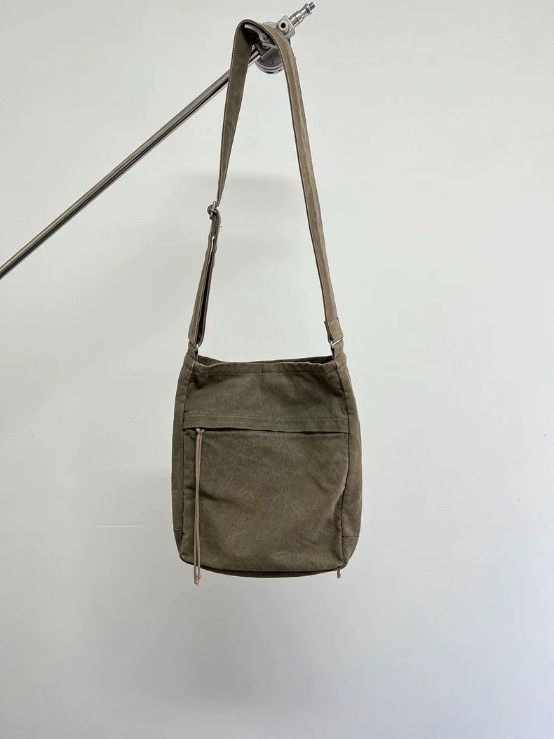 yohji yamamoto Washed canvas messenger bag